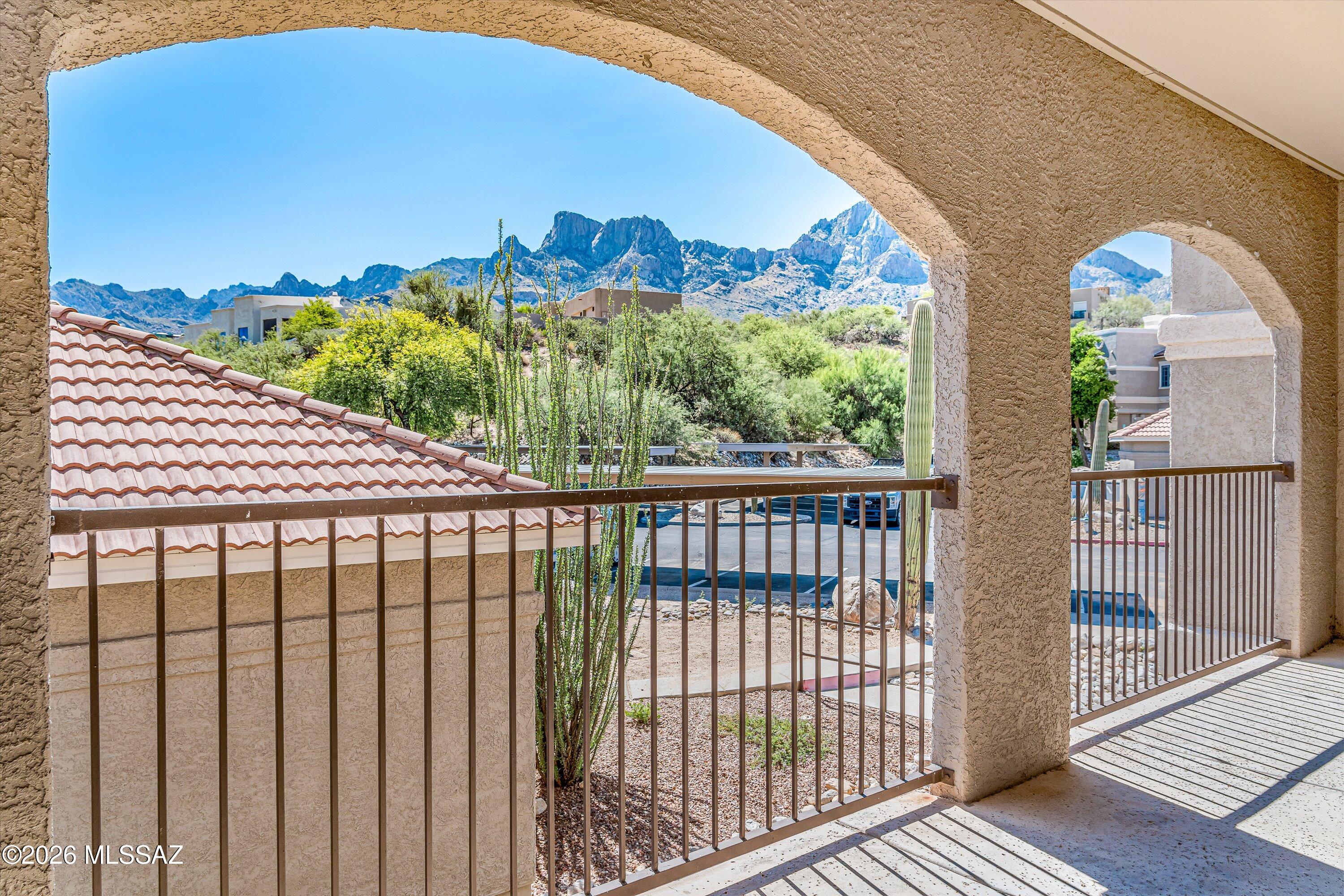 Turn-key and move-in ready, this beautifully maintained 3-bedroom, 2-bath condo offers 1,268 square feet of comfortable living with breathtaking Catalina Mountain views and an unbeatable Oro Valley location.The home features an open, light-filled floor plan, updated finishes, and a private covered balcony perfect for morning coffee or sunset views. The spacious living, dining, and kitchen areas create an ideal setting for everyday living or entertaining. This unit includes a new HVAC system with a transferable warranty, a new water heater, two custom closets and a lifetime warranty on the custom wooden window shutters. Community amenities include a resort-style pool and spa, a fitness center, a clubhouse and well-kept grounds.
