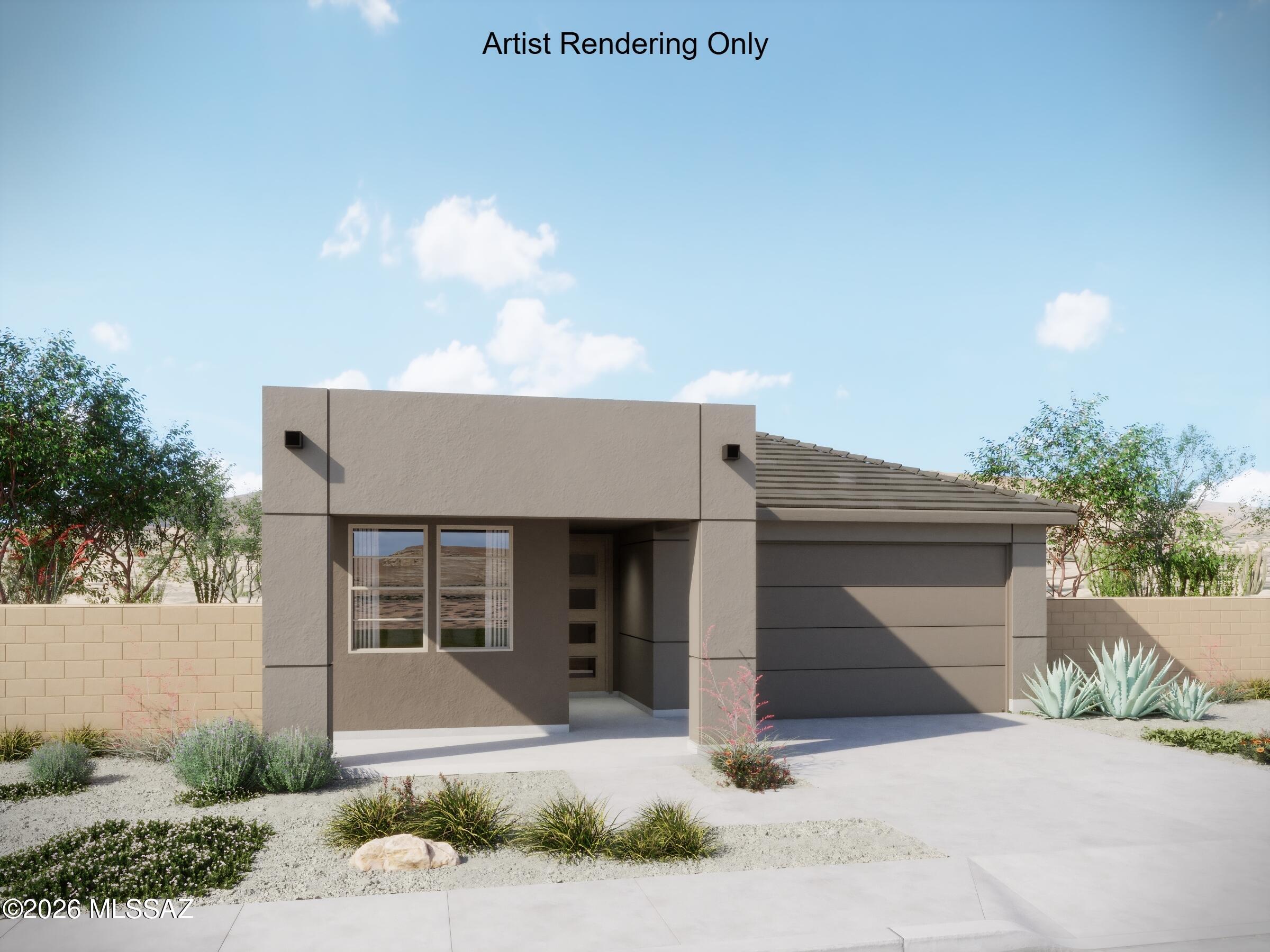 Charming Copper plan with Desert Modern elevation. This thoughtfully designed layout includes open Greatroom with spacious dining area & kitchen. The Owner's suite is a true retreat with a generously sized walk-in closet, a beautiful walk-in shower, vanity with twin sinks and view to the backyard. The modern kitchen is equipped with a gas range, Whirlpool refrigerator, center island and a walk-in pantry for all your culinary needs. Laundry room is complete with Washer/Dryer.