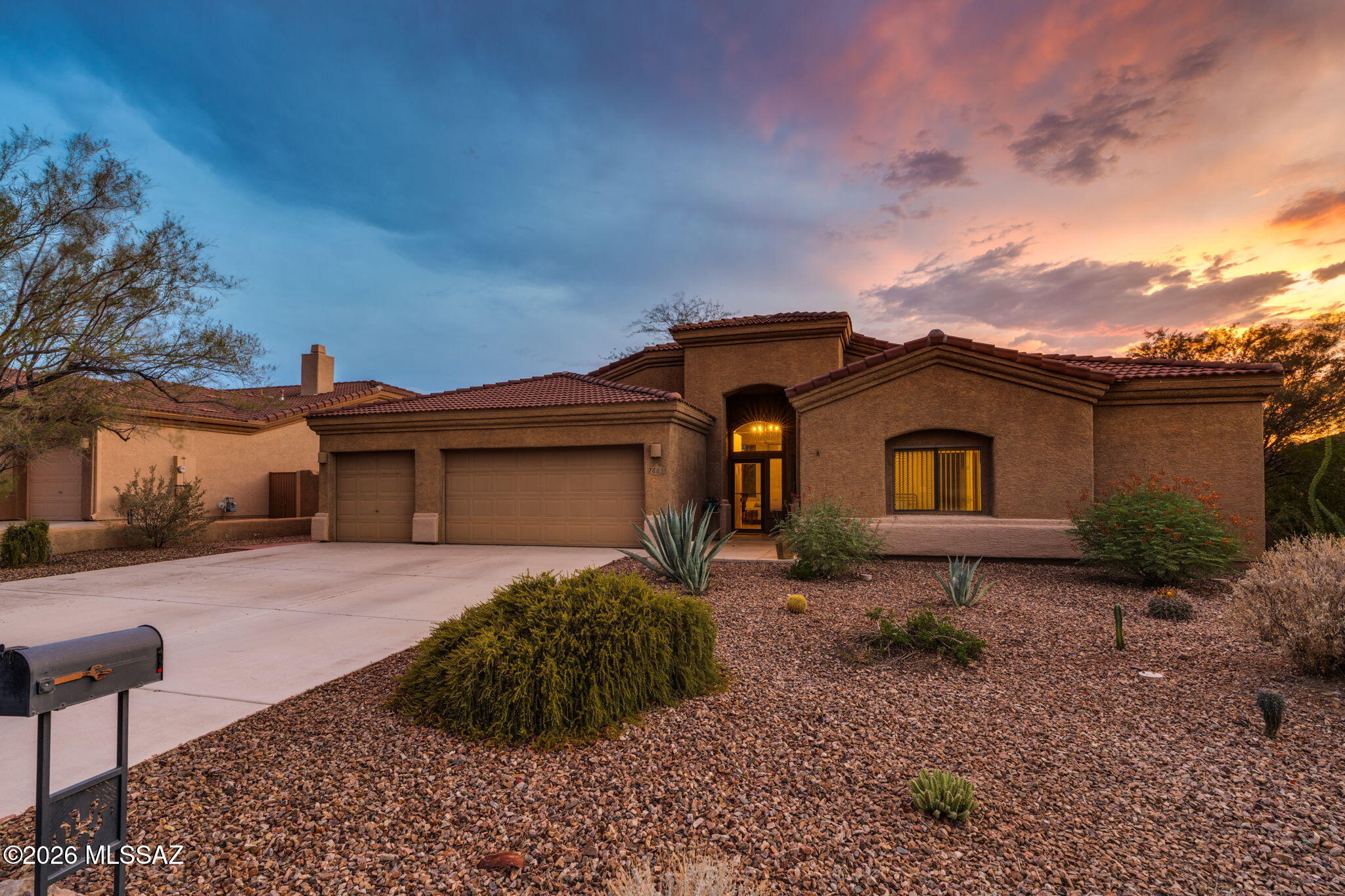 THE SEMI-CUSTOM HOME YOU'VE BEEN DREAMING OF! Experience elevated Arizona living in coveted subdivision, set on a rare 0.38 acre premium lot w/beautiful mountain & unforgettable sunset views. This stunning 3 bedroom home offers an easy 4th bedroom option & is designed for luxurious everyday living & effortless entertaining. Soaring ceilings, abundant natural light & a split-bedroom layout impress from the moment you enter. Retreat to the oversized Primary Suite w/Brazilian Cherry floors, custom walk-in shower, dual vanities & quartz counters. Enjoy newer stainless appliances, kitchen island & plenty of cabinetry in your expansive, open kitchen. Included is wine cooler, water softener & extended 3 car garage. Unwind on your extended paver patio & savor the sounds of nature! CHECK OUT VIDEO!