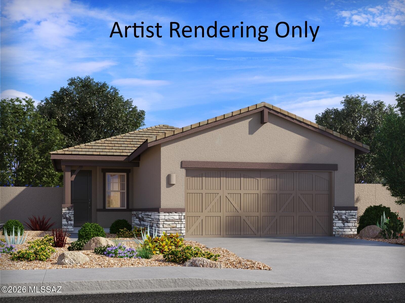 BRAND NEW energy - efficient home available ready Nov 2026!  This inviting single-story home features a covered patio off the great room and stylish finishes throughout, including umber cabinets, gray granite countertops, wood-look tile, and warm neutral carpet. Rincon Crest at Rocking K is now selling in Vail, AZ. This master-planned community offers five floorplans with easy access to award winning schools located in the Vail School District. Residents will enjoy a wide array of amenities including pickleball courts, playgrounds and a splash pad. Move-in ready with a washer, dryer, fridge, and whole-home blinds; closing in 60 days or less - guaranteed. We'll reimburse up to $5,000 for delays we cause.