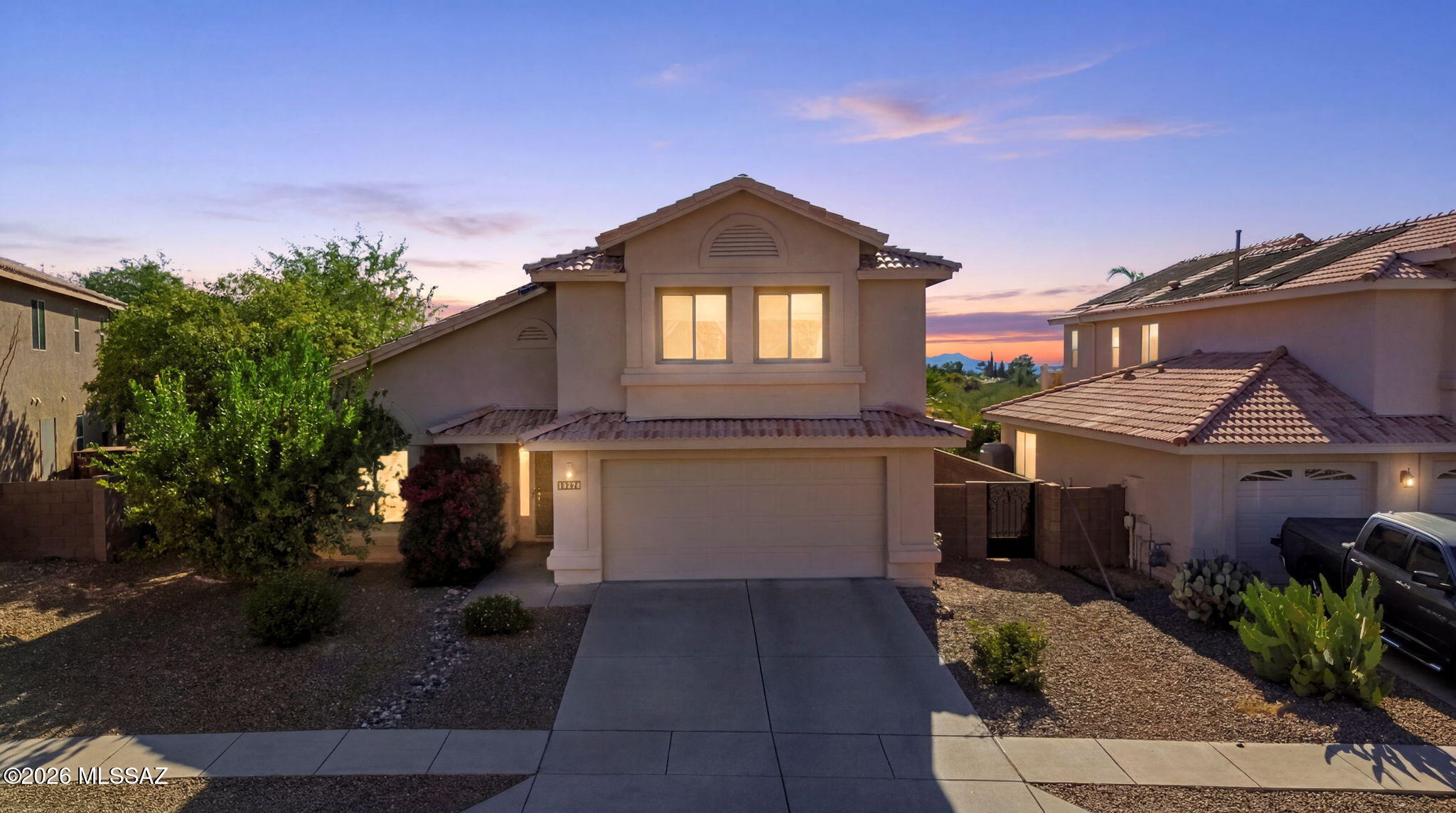 Priced to sell with OWNED SOLAR! This is the opportunity first-time homebuyers have been waiting for! Offering 4 bedrooms, 3 bathrooms, and over 2,700 square feet of living space, this spacious East Tucson home combines comfort, functionality, and incredible value. Soaring ceilings and abundant natural light create an open, inviting atmosphere, while the large kitchen, breakfast bar, and family room with fireplace make everyday living and entertaining effortless. Enjoy a dedicated office/den, generous primary suite, and peaceful mountain and greenbelt views. Step outside to a beautifully maintained backyard with grass and a covered patio, perfect for relaxing year-round. Homes with this size, location, and value rarely last.