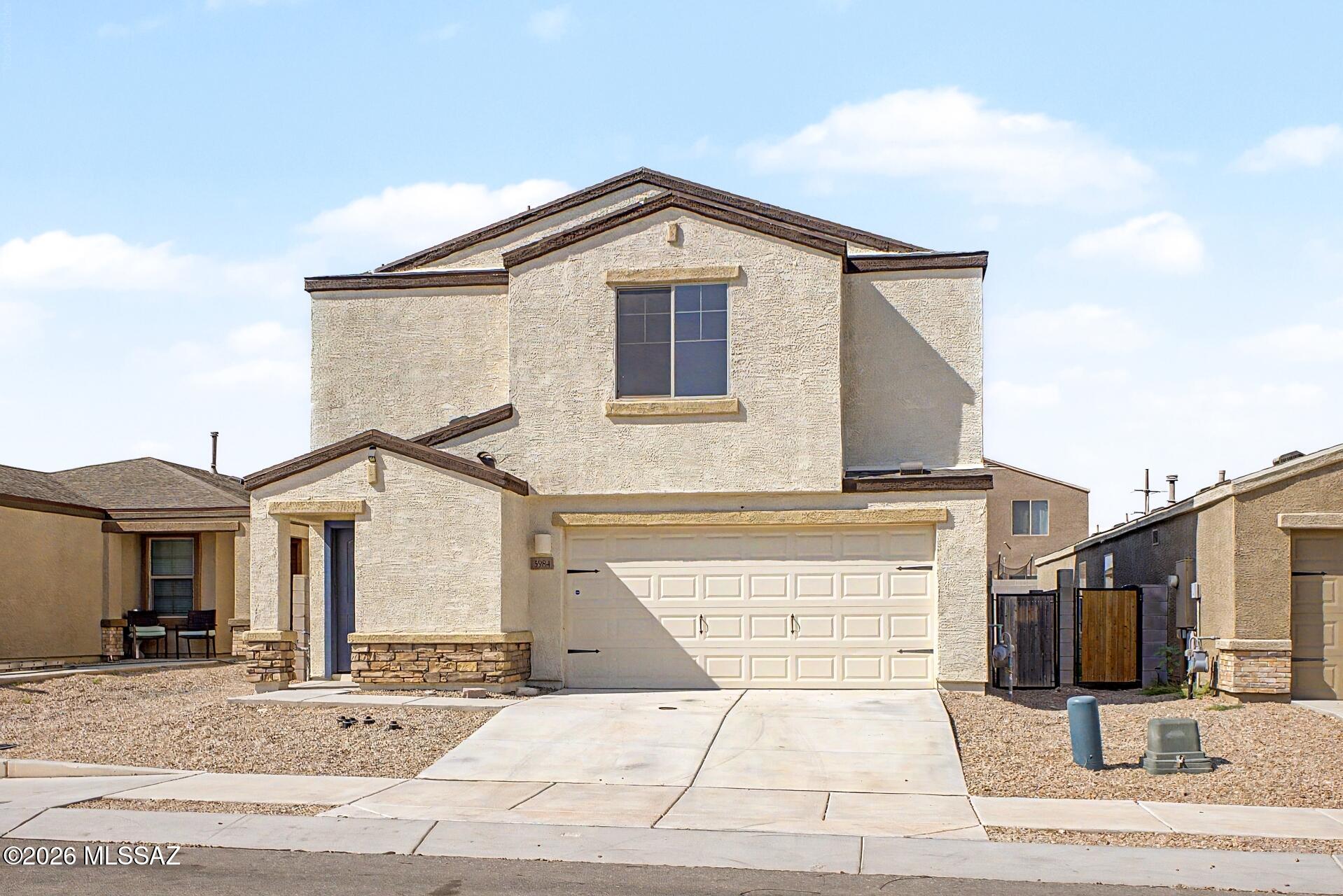 Welcome home! This beautiful, move-in-ready two-story home in the desirable Cantera community is a must-see! Boasting exceptional curb appeal, this bright and airy residence offers all the space you need with 4 bedrooms, 3 bathrooms, and a 2-car garage. Inside, you will discover inviting living areas perfect for family gatherings or quiet relaxation. The impressive kitchen is a chef's delight, fully equipped with an abundance of cabinetry for storage, extensive counter space, and a central island with a convenient breakfast bar. Premium kitchen features include a gas range with cooktop, an over-the-range (OTR) microwave, a side-by-side refrigerator, and a dishwasher (All existing - As Is), to make home cooking seamless. Upstairs, four spacious bedrooms offer peaceful retreat Agent/Owner complemented by three well-appointed bathrooms that maximize comfort. The expansive backyard serves as a private blank canvas--bring your landscaping ideas to life and design your personal outdoor oasis. Don't miss this turn-key gem! Agent/Owner