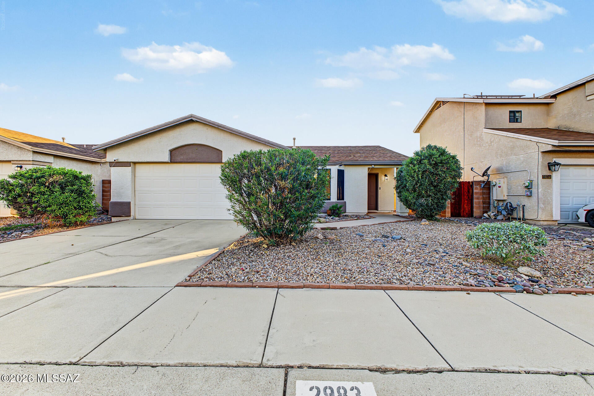 Welcome to this charming home in the desirable Shannon Club community! Providing 3 beds, 2 baths, 2-car garage, and a low-care landscape. The inviting interior showcases a neutral palette, tons of natural light, tile flooring in common areas, plush carpet in bedrooms, and vaulted ceilings that add to the airy feel. You'll love the seamlessly flowing living & dining room with sliding doors to the back, perfect for everyday living and entertaining! The kitchen boasts black matching appliances, a pantry, recessed lighting, and wood cabinetry. The main bedroom has two closets, including a walk-in inside the ensuite with dual sinks. The private backyard, with a covered patio, is the ideal spot to relax or enjoy a BBQ. Take advantage of the Community pool for year-round fun! Don't miss this gem!