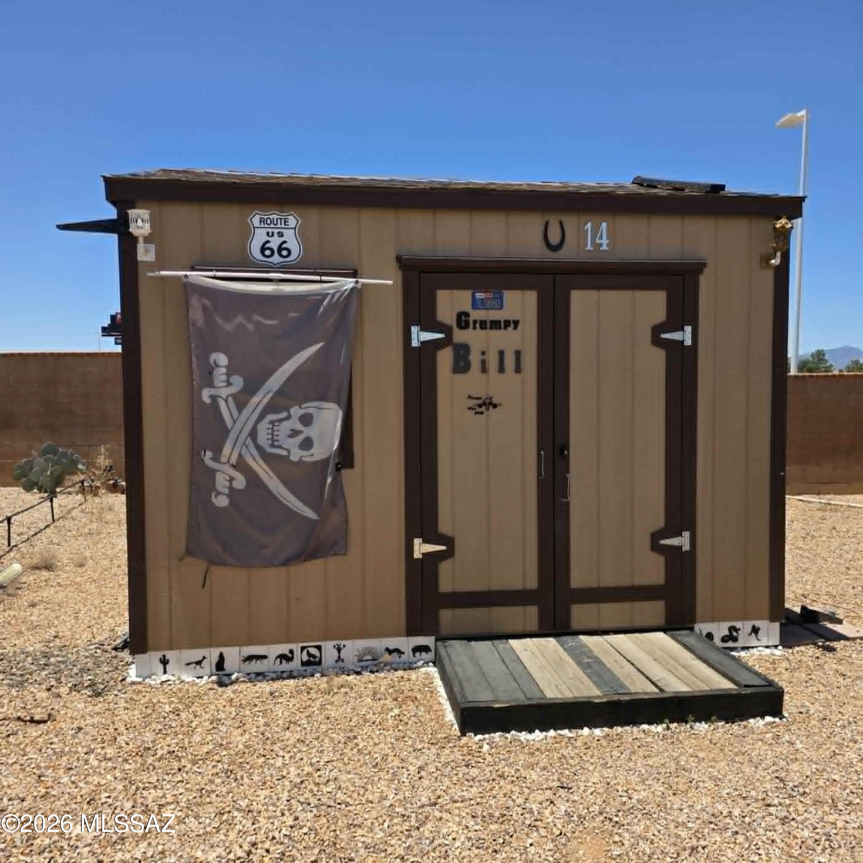 A welcoming 55+ community, Arizona Legends, offers outstanding amenities including a clubhouse, fitness center, library, laundry facilities, pool, and spa. With water, sewer, and trash included in the low monthly HOA fee, it's an affordable and hassle-free lifestyle. This lot includes a 10'x12' shed with power and with room to store all of your things.