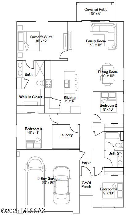 This new single-story home boasts a modern and low-maintenance layout. Three bedrooms are located near the front of the home off the foyer, steps from a full bathroom. An open-concept floorplan combines the kitchen, dining room and family room to maximize interior space, while a lavish owner's suite at the back of the home provides a serene retreat with direct access to a full bathroom and walk-in closet. This home includes GE® stainless steal appliances, Rinnai Tankless Water Heater, Quartz Countertops, 2'' faux wood blinds, LED lighting and so much more!