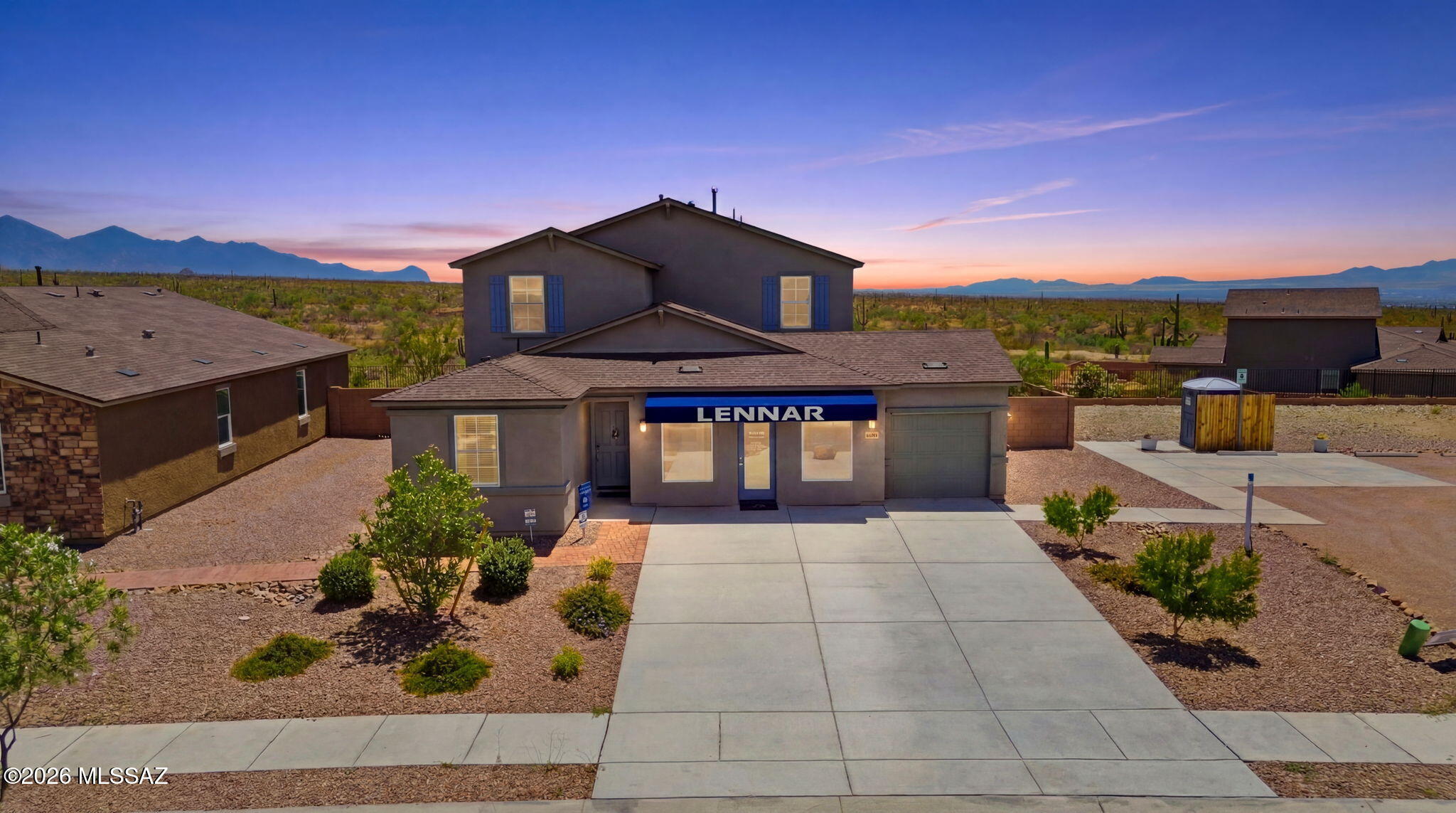 Experience the pinnacle of Southern Arizona living in this magnificent 2024-built masterpiece, offering 2,208 square feet of pure luxury. Perfectly positioned to capture spectacular mountain views from both the front and the back, this home lets you experience Arizona's 300+ days of sunshine and majestic desert sunsets in absolute privacy. Designed with flexibility in mind, the expansive floor plan features 4 spacious bedrooms plus a dedicated den/office--perfect for remote work or a hobby room. The heart of the home is an open-concept living space that showcases all the bells and whistles of a premium new build. The graceful chef's kitchen features rich granite countertops, a matching stainless steel appliance suite, a large central island, and a built-in pantry with ample storage for all your essentials. The bright living areas flow seamlessly into the chic, tasteful bathrooms, each boasting elegant, high-end finishes. Step outside into an inviting backyard space thoughtfully designed to be low-maintenance yet visually striking--the ultimate backdrop for relaxing or entertaining. Complete with a rare and massive 4-car garage for vehicles and desert toys, this home offers unmatched convenience. Families will love that Copper Ridge Elementary School is nestled directly within the subdivision, part of Vail's highly acclaimed, award-winning school district.