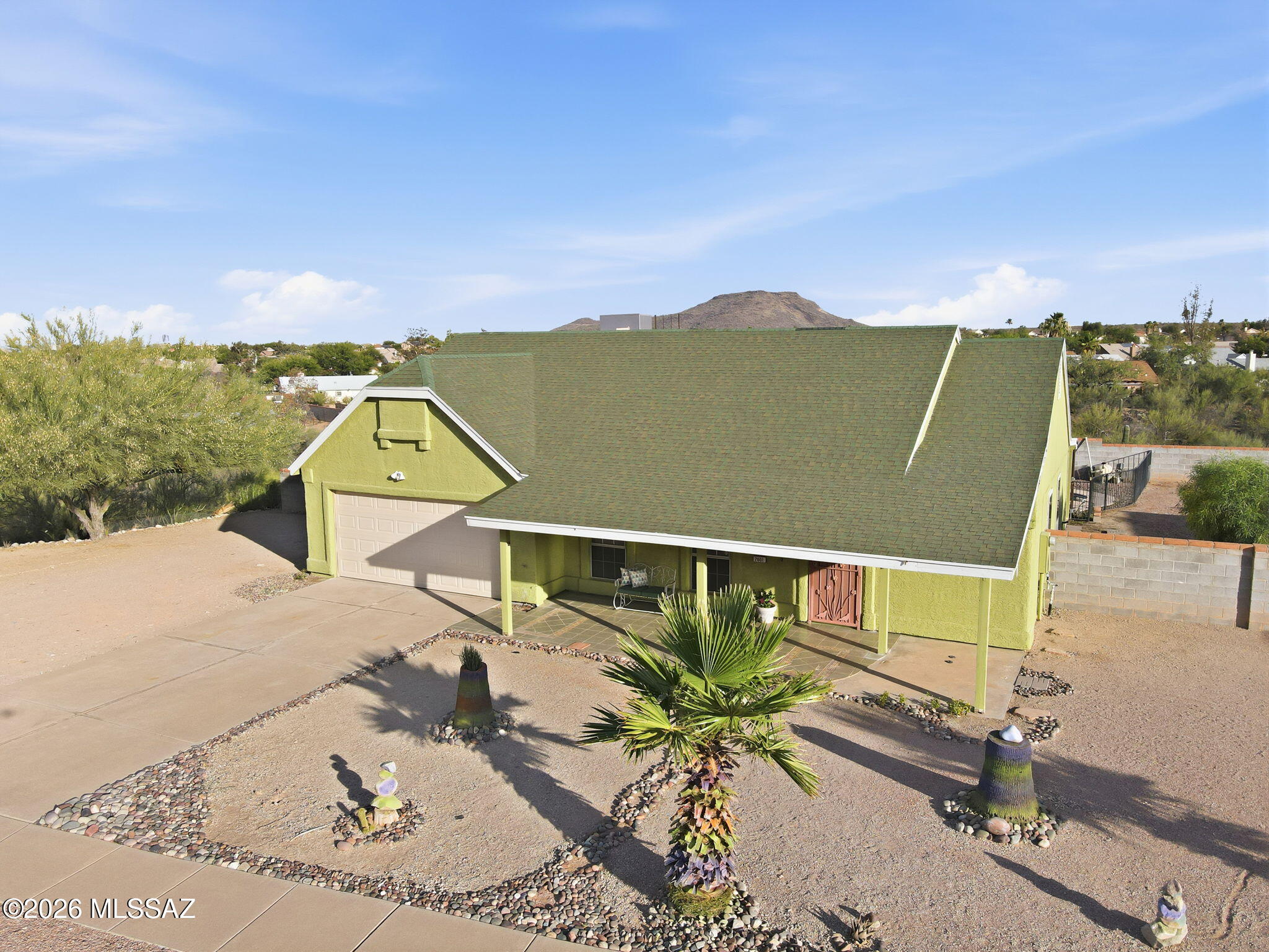 Peace, privacy, and serene retreat on an oversized lot (25,000+ sq. ft.) with no immediate neighbors to the East, directly behind, and in front. Backing to a natural wash, mountain views, and a quiet, low-traffic location. This floor plan includes three bedrooms centered around an open-concept great room.
Key Features & Recent Updates:
- AC: Central A/C unit replaced within the last 4 years.
- Pool: Summer Ready with security fence, was drained, power-washed 12/2025, serviced and maintained weekly by Oasis.
- Flooring: Easy Maintenance - entirely carpet-free interior - tile flooring throughout main living area, main bedroom, and engineered wood floor in two bedrooms.
- Privacy: Exceptional - significant buffer between neighbors and a peaceful desert setting.