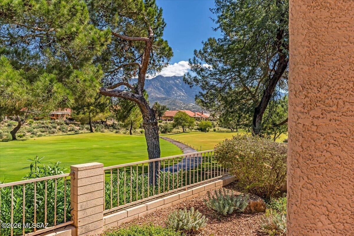 Location, Location, Location!  This home is located on one of the best view streets in all of SaddleBrooke, right on the golf course with sweeping mountain views!  Park your golf cart in its own designated golf cart garage, then take a walk on the golf cart path before & after the golfers for spectacular sunrise or sunset views. This home is walking distance to all the amenities; clubhouse, tennis courts, pool, bocce ball courts, pottery & dance studios, the new gift shop, and more!  This one-owner Fiesta model features 2 Bedrooms, plus a large office w/built-ins, tile floors, no carpeting, and provides a blank slate for you to choose your own colors, counters, and appliances.  Make an offer and make it your own!