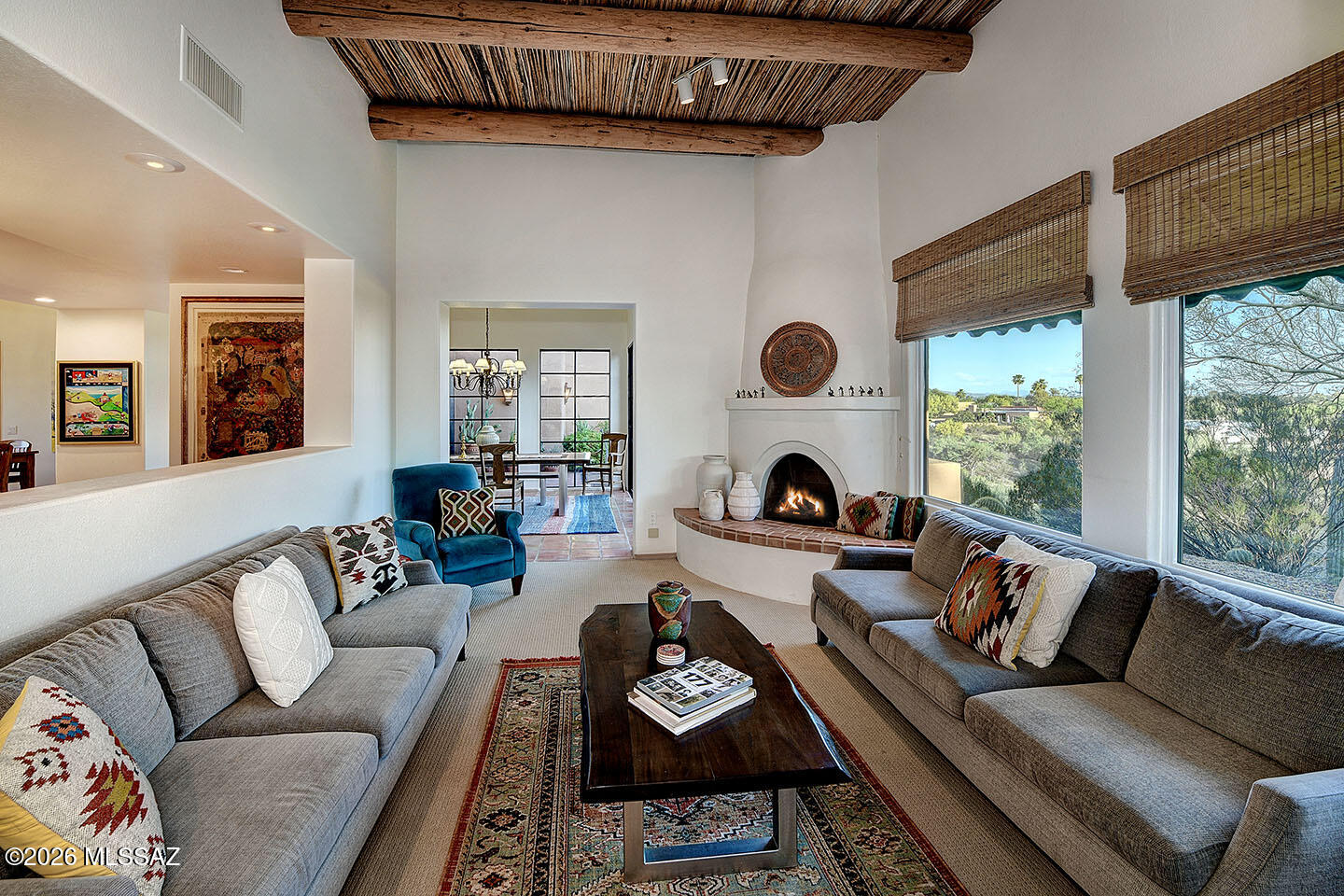Experience the charm of true Southwest living in this beautifully designed 4 bedroom plus office home, perfectly positioned to capture stunning views. Thoughtfully crafted with classic Southwestern architecture, this residence features warm, inviting spaces with timeless character and modern comfort.
The spacious split floorplan design is ideal for working from home or creating a quiet retreat. Expansive windows frame breathtaking views and fill the home with natural light, seamlessly blending indoor and outdoor living. Enjoy a private setting with outdoor spaces designed for relaxing or entertaining, all while taking in the surrounding desert landscape. This home offers the perfect combination of style, functionality and scenery.  This is your opportunity to own a piece of the Southwest.
