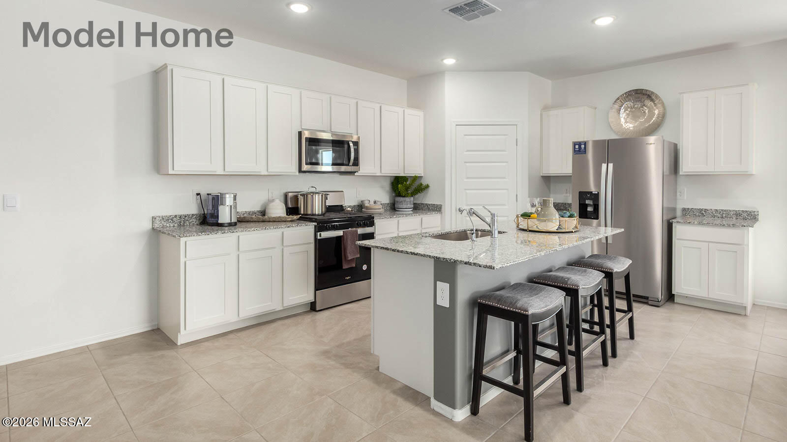 Welcome to the Gaven floor plan in the desirable Entrada del Toro community in Sahuarita! This single-story home offers 4 bedrooms, 2 bathrooms, and 1945 sqft. of open-concept living. The spacious great room flows into the kitchen and dining area, perfect for everyday living and entertaining. Enjoy a resort-like lifestyle with pools, splash pad, 10-acre lake, recreation center, basketball and pickleball courts, plus parks, walking paths, and scenic mountain views. All just minutes from shopping, dining, and I-19!