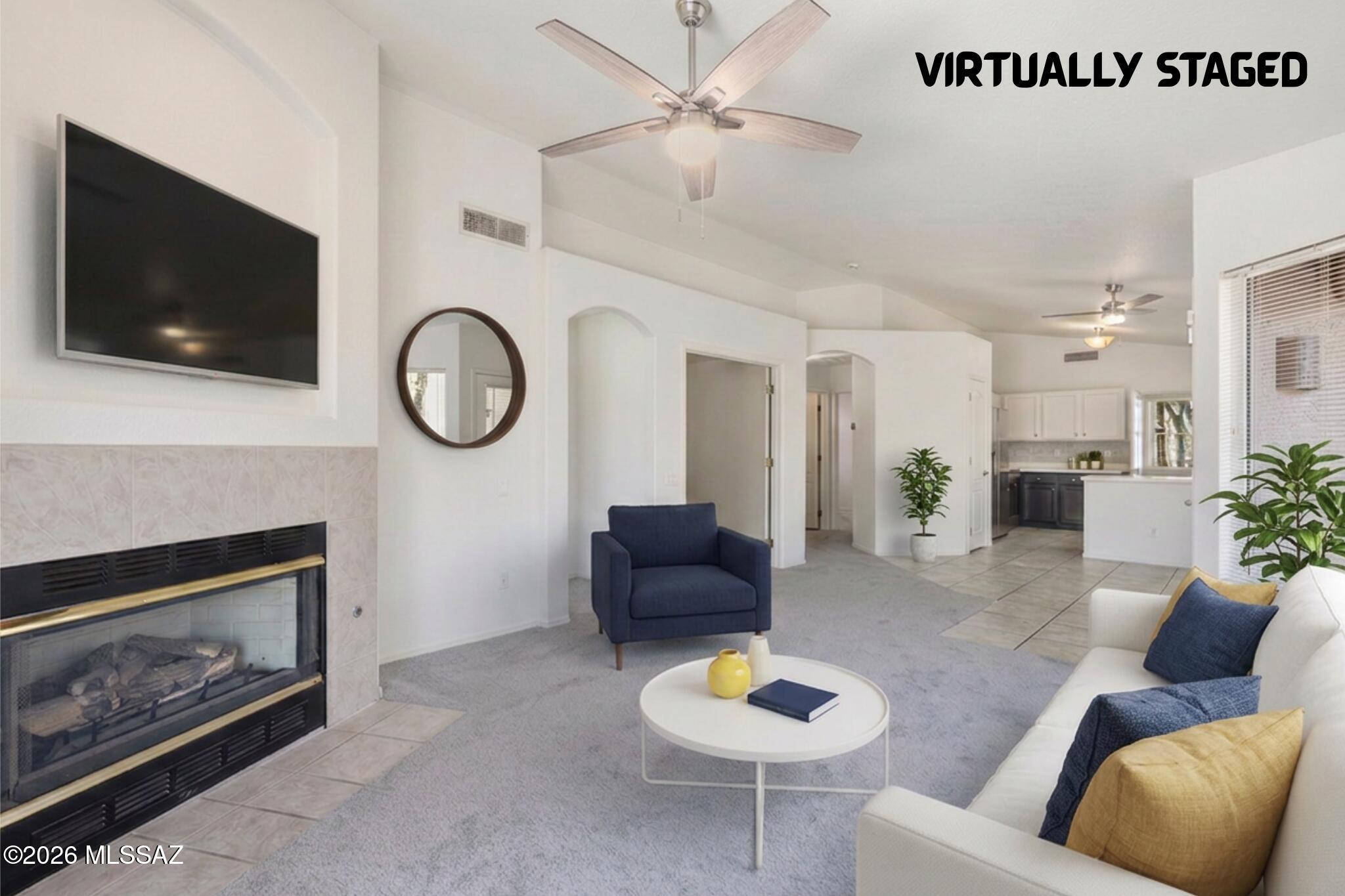 HUGE SAVINGS FOR BUYERS -- this doll house has already done the hard & expensive work for you! ROOF completely replaced 2 years ago, all-NEW pipes this year, HVAC & water heater both replaced + TESLA solar panels almost half paid off. That's tens of thousands in upgrades already built into your purchase price!  A cozy little gem tucked in the popular, convenient Bluffs neighborhood. This spacious 2-bedroom PLUS a double-door den/flex space gives you all the room you need. Step outside to your private, north-facing backyard for year-round shade - a true blank slate ready for the new owners landscaping desires. Inside you'll love the open floor plan with vaulted ceilings & a charming corner fireplace PLUS a stylish mix of ceramic tile & brand NEW carpet flooring. CURRENT SOLAR = $43 The 2-garage boasts sleek epoxy flooring. The icing on the cake: residents enjoy their own cute neighborhood park! With major systems already replaced and tremendous value packed in, this one won't last -- schedule your showing today!