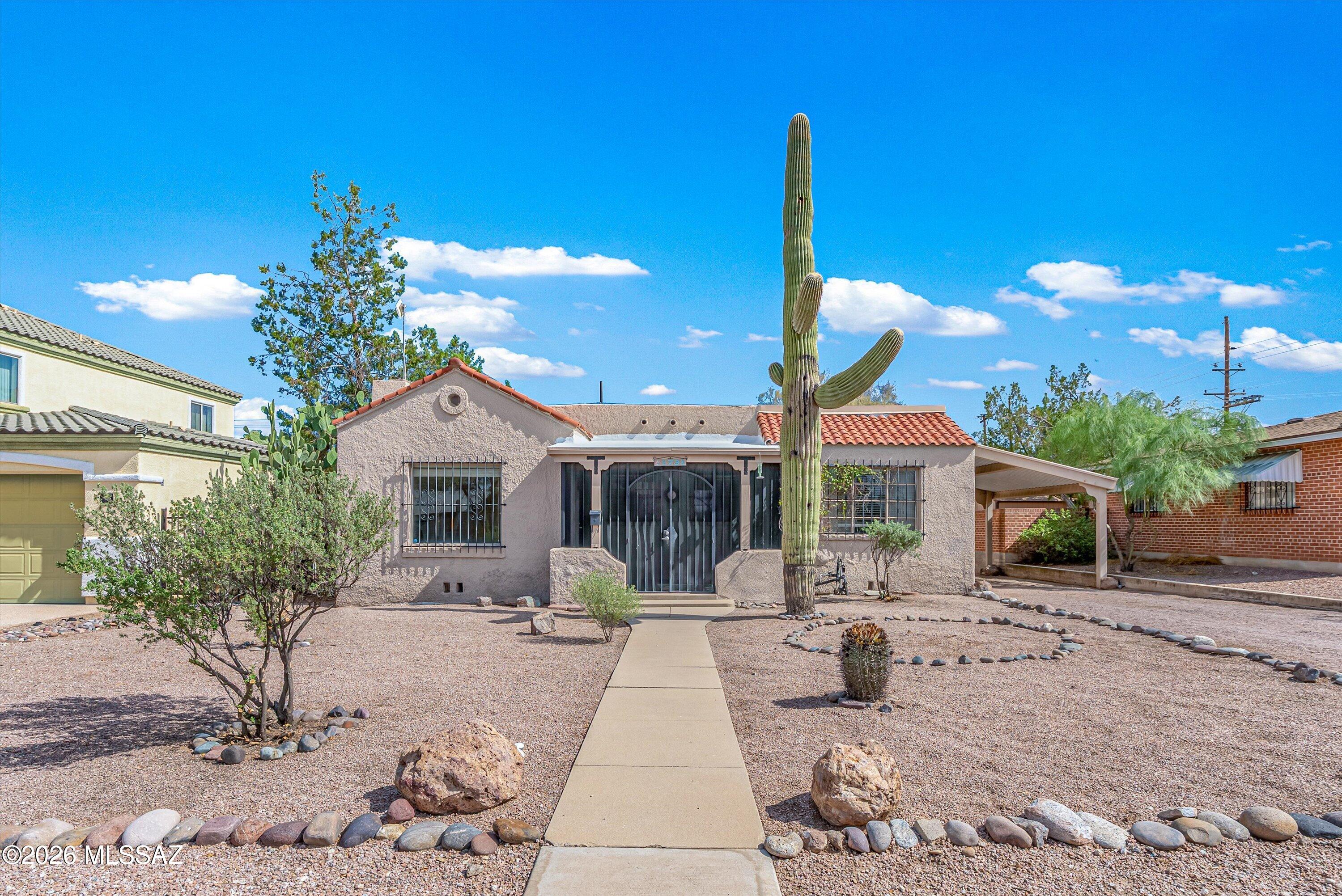 Sellers will accept or counter offer within the price range of $329,900 to $349,900.00  **New AC installation is now complete....  New AC and newly coated roof with warranty- Located in Tucson's Jefferson Park Historic District, this 1927 bungalow offers classic architectural character in a convenient central Tucson location near the University of Arizona, Banner-University Medical Center, and Historic Fourth Avenue.
The home features  1,514 square feet with 3 BR and 2 BA, situated on an extra-large approximately 7,405-square-foot lot. Original hardwood flooring enhances the home's historic character. Needs a little elbow grease and TLC.   Check the comps.
The roof has recently been recoated, 3rd bedroom is accessed through another room.  Good rental or owner occupant near  U of A. The roof has recently been recoated, providing an important recent maintenance improvement. The generous lot offers ample outdoor space for gardens, entertaining areas, additional landscaping, or other uses subject to applicable zoning and historic-district requirements.

The property provides convenient access to the University of Arizona, Banner-University Medical Center, Historic Fourth Avenue, downtown Tucson, shopping, dining, and other central Tucson amenities.

Property is being offered with the existing air-conditioning system in need of repair or replacement. The fireplace is non-working and is being conveyed as a decorative architectural feature. Buyers are encouraged to conduct their own inspections and obtain estimates regarding these items.

With its historic setting, original hardwood floors, recently recoated roof, oversized lot and central location, 1731 E. Edison offers an opportunity to own a distinctive 1920s Tucson bungalow and make additional improvements according to the buyer's preferences.
