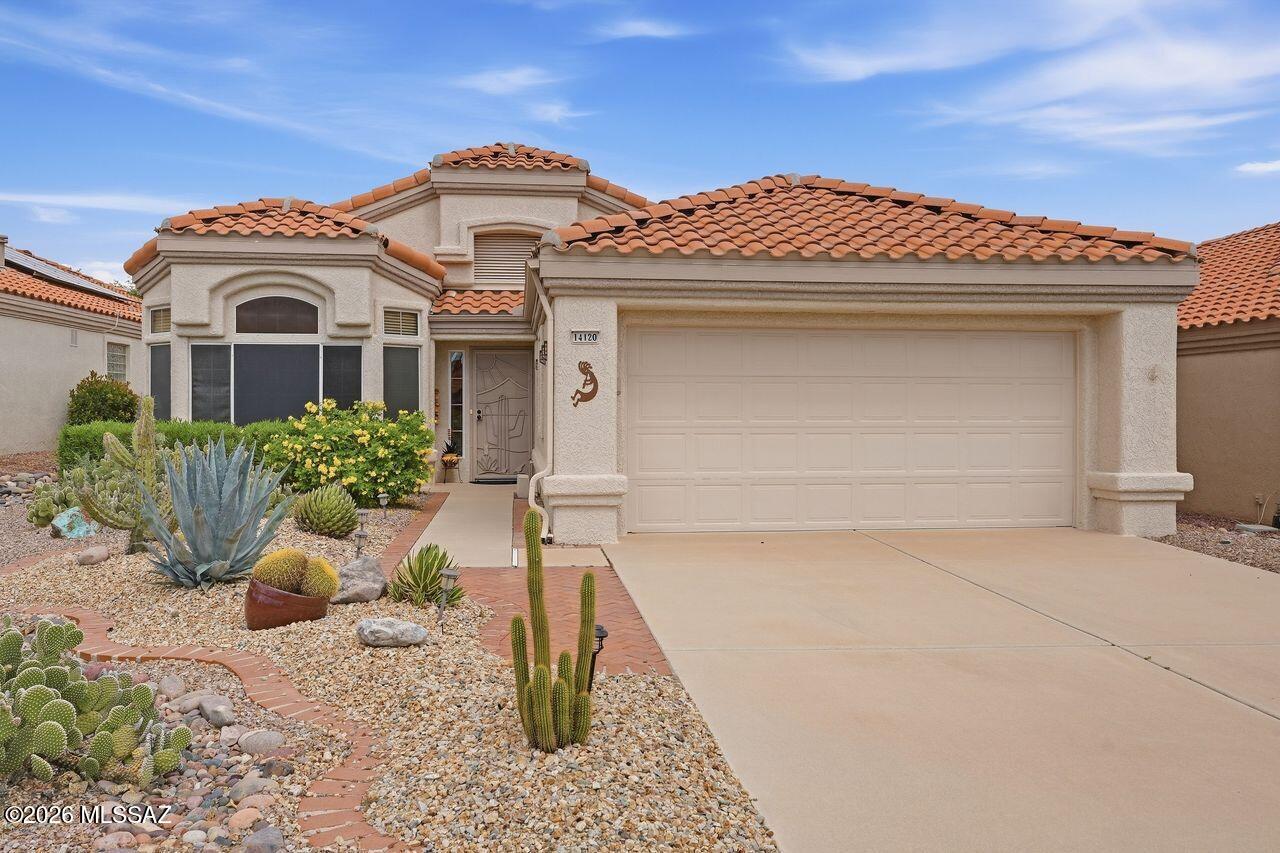 This bright, Rio Vista model is turn-key & comes w/all you need to start living-today. Furniture, bedding, towels, kitchenware, artwork & beautiful patio furniture - so skip the expense & hassle of outfitting your new home from scratch! 
The house is move-in ready. Well maintained, PAID solar, newer HVAC & water heater w/a circulating hot water pump, new roof 2017 & exterior painted in 2026. The big-ticket items are taken care of. Low-care desert landscaping front & back w/irrigation system on a separate water line. Garage w/storage & work tools included. Primary & guest baths are beautifully upgraded. California Closets design in primary closet Gorgeous mountain views from the enclosed back patio-the perfect spot for your morning or evening brew, entertaining, or relaxing by the fire pit