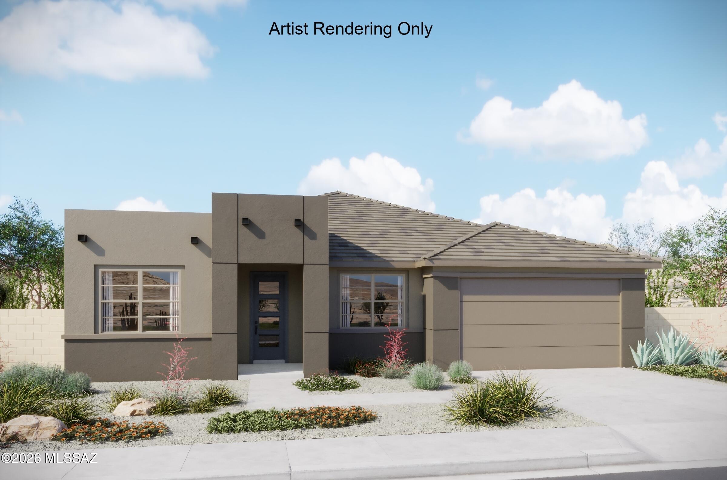 Discover the Hibiscus plan with its sleek Desert Modern elevation, offering 5 bedrooms, 3.5 baths. The Gourmet kitchen shines with granite counters, a center island, gas cooktop, and walk-in pantry. The enclosed Study and Stop & Drop area add everyday convenience. Includes Refrigerator, Washer/Dryer, faux wood blinds. A 3-car tandem garage with Epoxy coating completes this thoughtfully designed home.