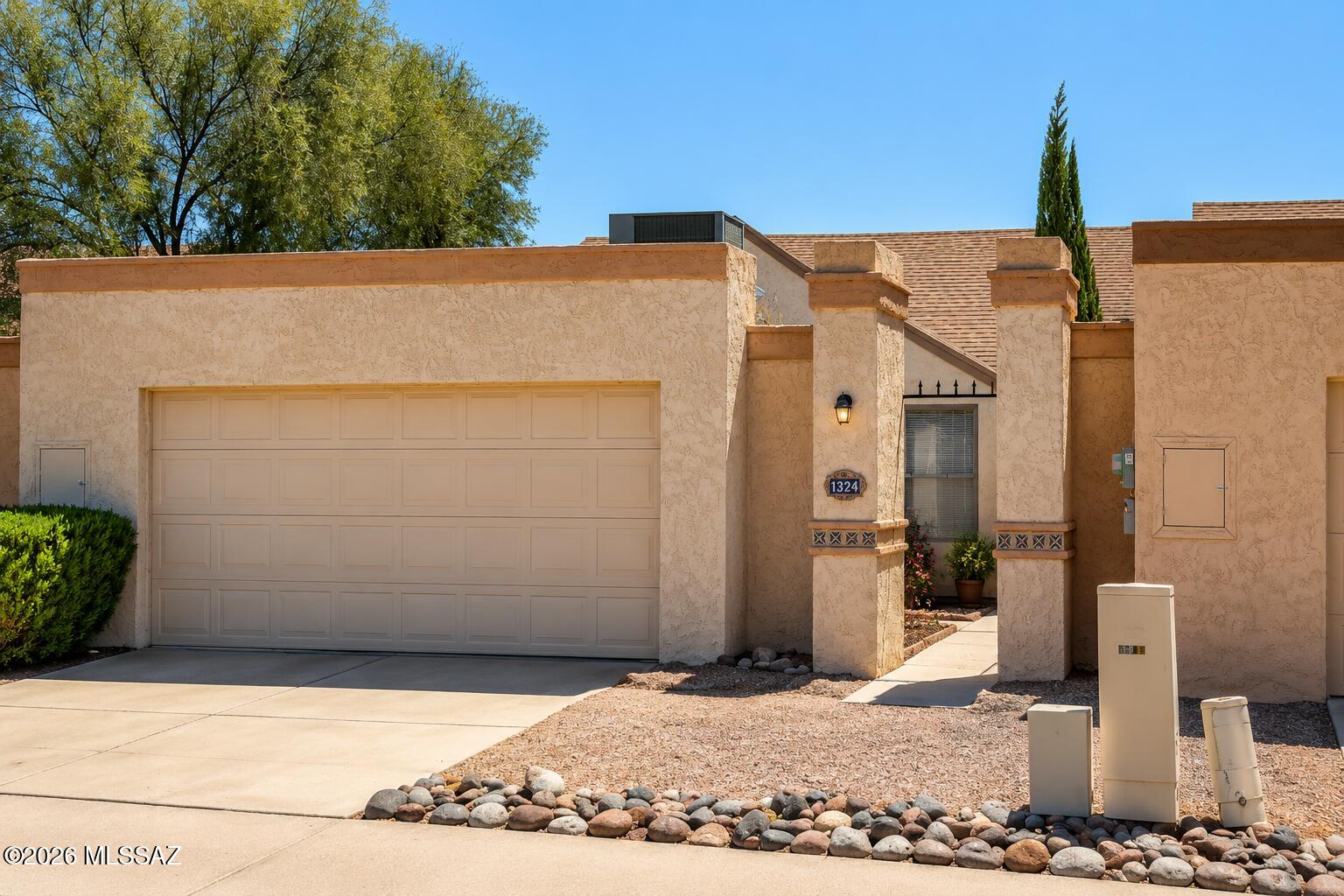 West Hills Gem close to Pima Community College.  Experience the best of West Tucson living in this charming patio home nestled in the quiet cul-de-sac of Saddlewood Villas. A bright, open floor plan with a seamless flow between the living and dining areas, perfect for modern desert living. Enjoy the energy efficiency of North/South exposure and the peace of mind provided by a well-maintained community. Step outside to a private, low-maintenance patio space perfect for morning coffee with mountain views. Residents of Saddlewood Villas enjoy exclusive access to the community pool and spa.