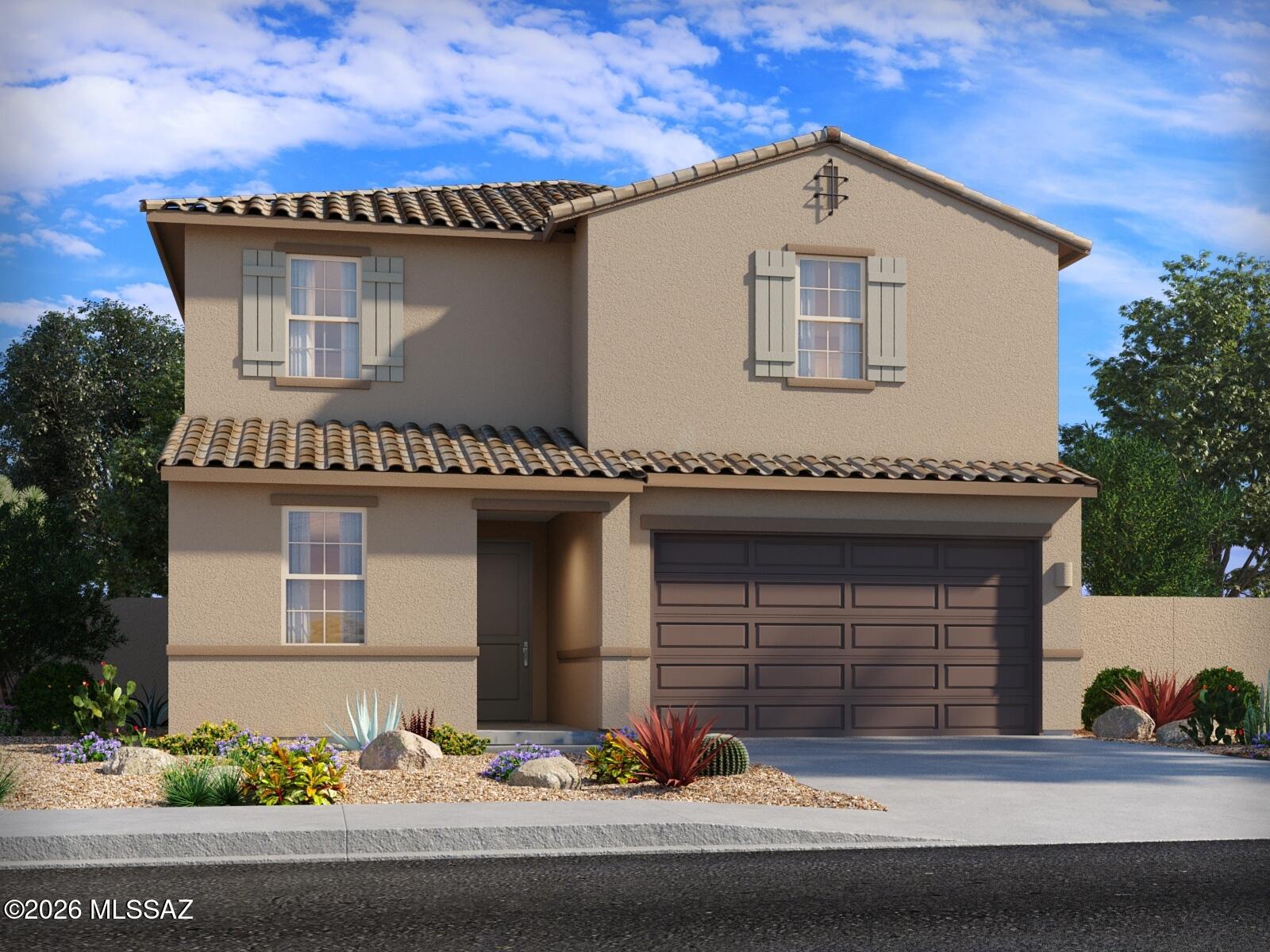 Brand new, energy-efficient home available by Jul 2026! This spacious 5-bedroom plan features a downstairs guest bedroom and bathroom, perfect for overnight visitors. Upstairs, you'll enjoy additional living space in the loft. Mandarina is now selling in Marana, AZ. This master-planned community will feature amenities such as a swimming pool, pickleball courts, playgrounds, dog park and more. Move-in ready with a washer, dryer, fridge, and whole-home blinds; closing in 60 days or less - guaranteed. We'll reimburse up to $5,000 for delays we cause.  Each of our homes is built with innovative, energy-efficient features designed to help you enjoy more savings, better health, real comfort and peace of mind.