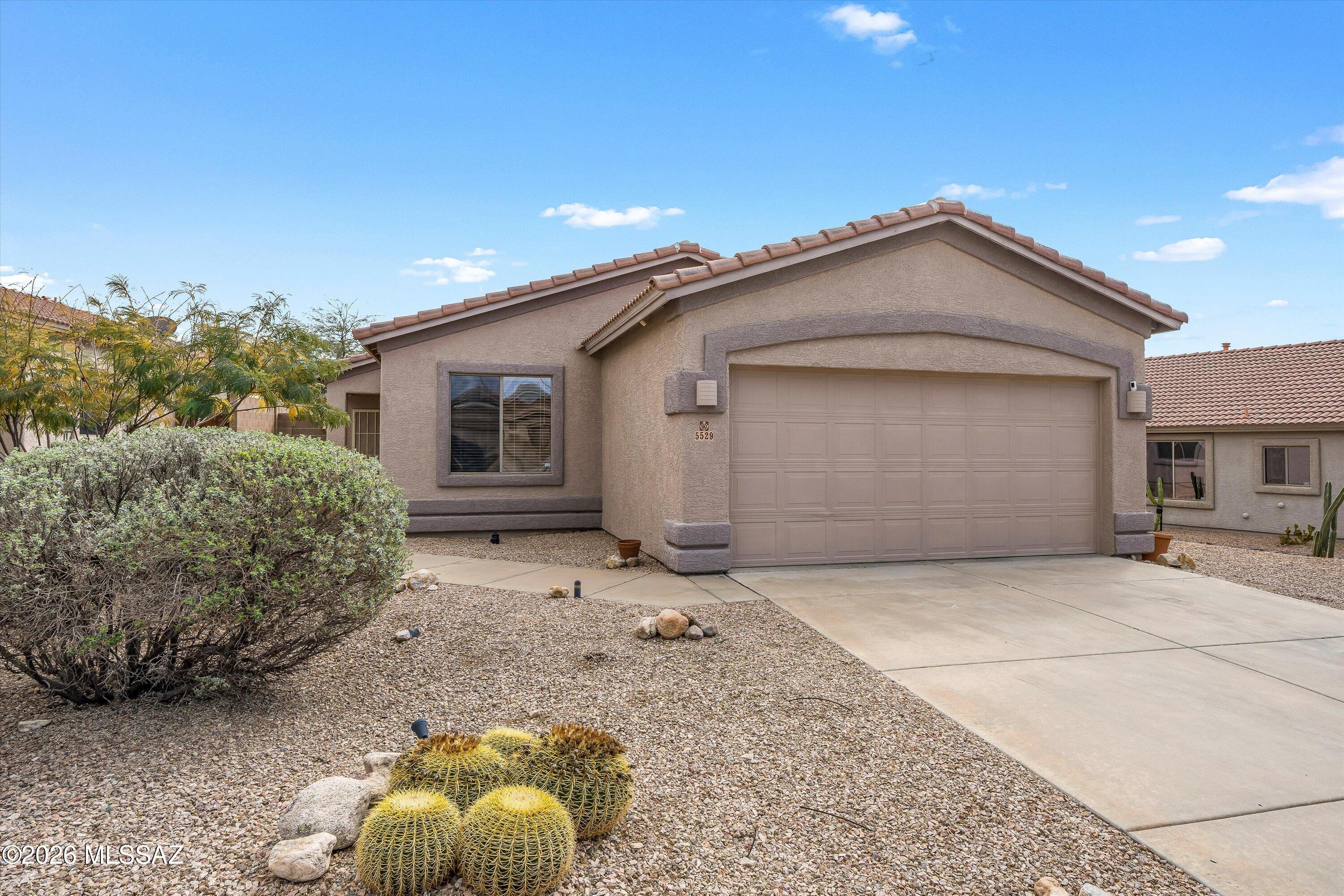 Impeccable 3 bedroom/2 bathroom home in the desirable Villages of Dove Mountain! Open floorplan with new carpets and beautiful tile throughout.  Generous sized bedrooms with lots of light! French Doors that lead to a fully landscaped backyard with turf and pavers for your backyard living.  Irrigation system installed in 2020 to keep everything looking fresh.  HVAC is 5 years old and so is water heater. Garage motor and door opener a year old.  New paint exterior. Close to award winning stem schools, parks, tennis courts and so much more! Leased solar to help keep your monthly electric bills down!  Please see upgrade list for more!