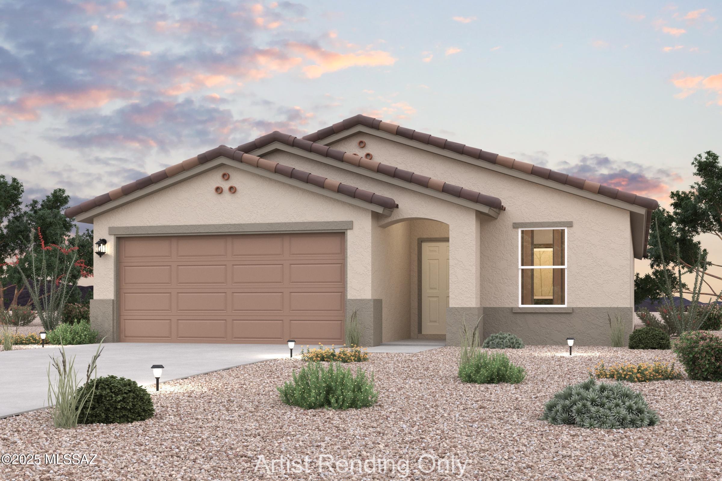 Welcome to your spacious and elegant home in the NEW Kartchner Vistas. The Palmero Plan offers a seamless open-concept design that integrates Living, Dining, and Kitchen areas--perfect for hosting guests or relaxing in comfort. Enjoy energy-efficient Low-E insulated windows throughout. The gourmet Kitchen boasts beautiful cabinetry, granite countertops, a walk-in pantry, and  Stainless Steel Appliances. A dedicated laundry room adds convenience to everyday living. Retreat to the tranquil primary suite featuring dual vanity sinks and a spacious walk-in closet. Three additional bedrooms, a stylish secondary bathroom, and a charming patio complete this exceptional home. Make this beautiful home yours!