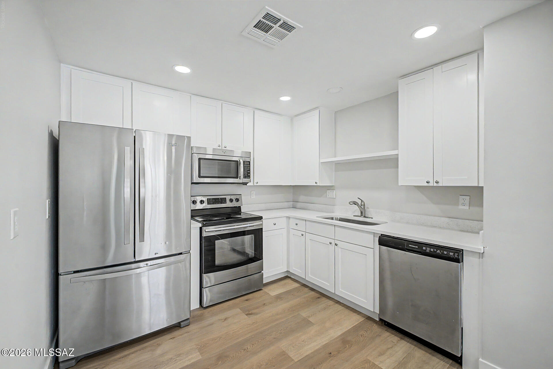 Stunning, Move-In Ready 3 Bed, 2 Bath Single-Level Home Fully Remodeled with Modern Finishes Including Quartz Counters, Stainless Steel Appliances, Fresh Paint + All New Flooring, Plumbing, Electrical Panels & Roof. Open Concept Layout, Split-Bedroom Floor Plan &  Abundant Natural Light from All the Brand New Windows Throughout. Washer/Dryer Hookup Inside. Oversized Backyard with a 40' Storage Room Along the Backside of the Home. Covered Porch & Fully Landscaped Front Yard. Convenient Location Near Aviation Hwy, DMAFB, & Downtown Tucson. Seller is Willing to Add a Carport with a Full-Price Offer!