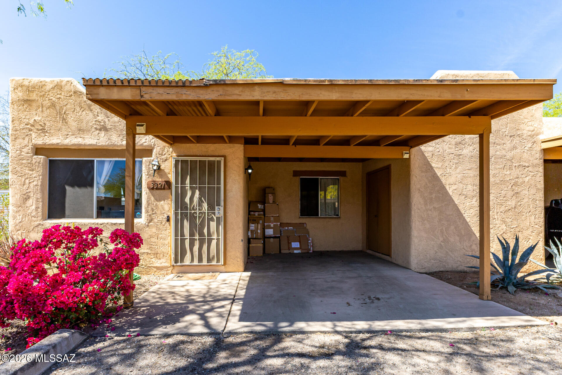 Range priced $150,000 - 175,000. Great Central Location! This charming unit is located in an intimate community with only 18 units, offering privacy. Enjoy your own private backyard and covered patio, perfect for relaxing or entertaining. Inside, the floor plan maximizes space with a light-filled interior enhanced by skylights and French doors that open to the outdoor area. Conveniently located near schools, shopping, and a wide variety of dining options, with a short commute to the University of Arizona. HOA Covers: the carport, roof (excluding patio/porch), water/sewer & trash, exterior walls & fences and more.