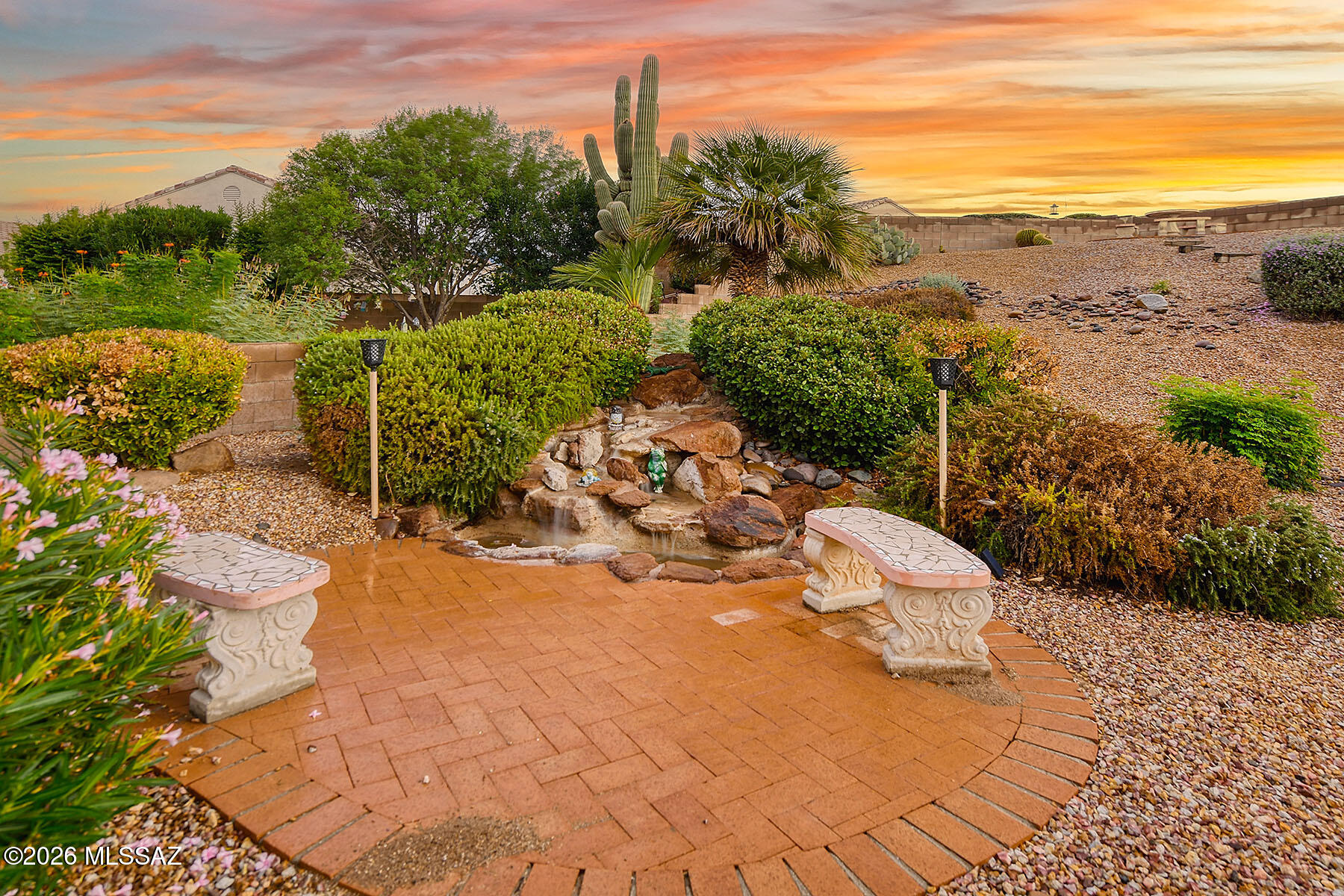 Original Owner Home in the GATED & HIGHLY DESIRABLE Sunrise Pointe Vistas Neighborhood Perfectly Situated on a LARGE LOT and located on a QUIET Dead-End Street.  Well Maintained & Absolutely Stunning ''Light & Bright'' Move-in Ready, SINGLE STORY Home has 2 Bedrooms, 2 Baths, Office/Den, & a 2 Car Garage with extra Space for your GOLF CART. No Interior Steps.  Family Room with a COZY fireplace adjacent to your Spacious Cook's Kitchen. High Ceilings and GORGEOUS New Flooring THROUGH-OUT.  Owner's Suite with DUAL Vanities, Garden Tub, & two Walk-In Closets. Newer HVAC & Solar Screens on ALL Windows and a BRAND NEW ROOF! Inviting OVERSIZED Backyard with a BRICK PAVER Patio, SOOTHING WATERFALL/FOUNTAIN, a Gazebo & HOT TUB make this a TRUE SANCTUARY!  This is a 55+ & GVR Community. Welcome Home
