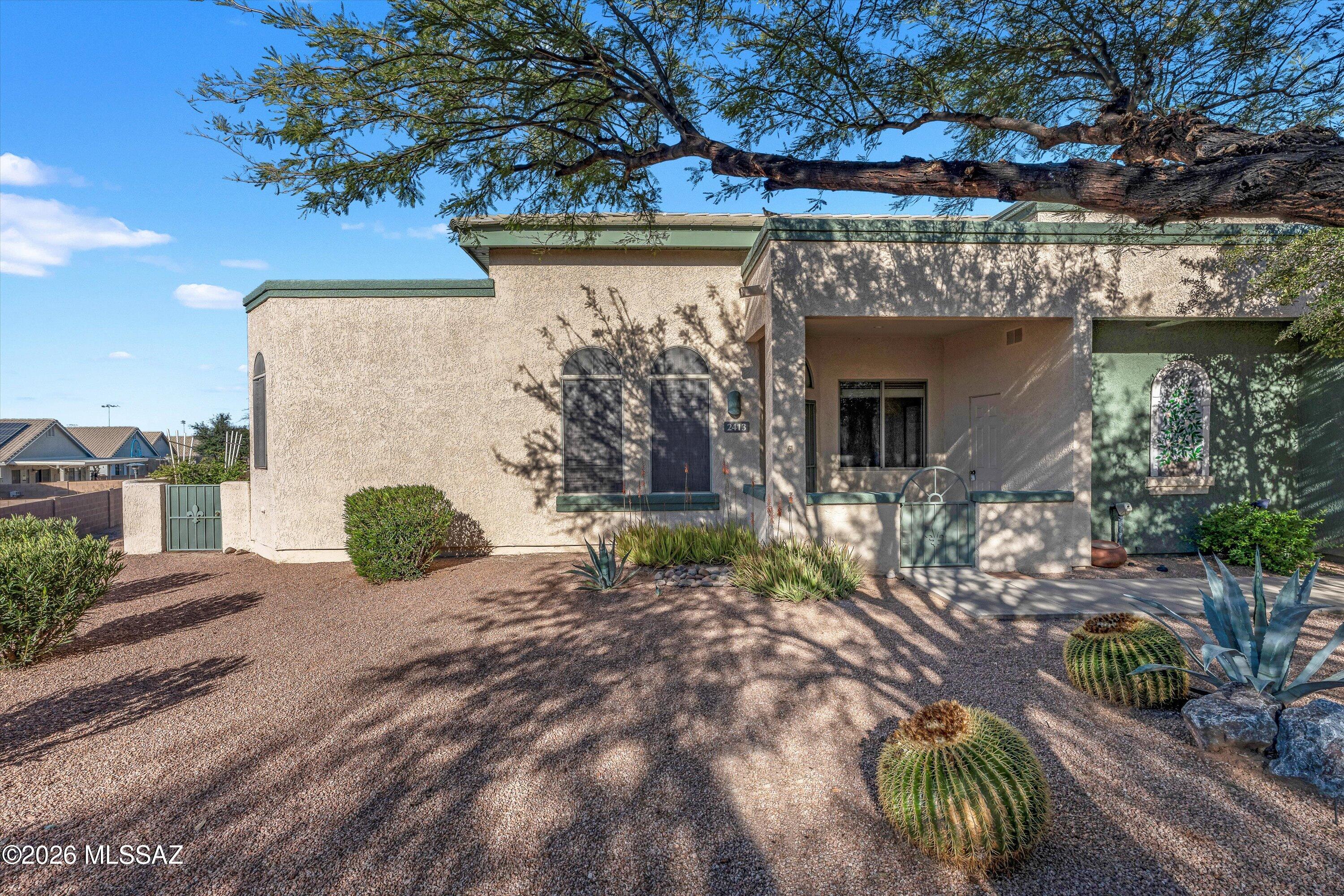 Just move in and relax!!! Experience the ultimate resort lifestyle in the gated 55+ community of Mona Lisa Village. This immaculate 2-bedroom, 2-bathroom home offers a bright and airy open-concept layout with vaulted ceilings and large windows that invite natural light. Enjoy a low-maintenance lifestyle where the Mona Lisa HOA covers water, sewer, trash, and exterior maintenance. Residents enjoy exclusive access to a clubhouse, sparkling pool, spa, and exercise facilities.
Great location, close to shopping and hospitals and I-10 and only a 20 minute drive to downtown Tucson and the University of Arizona area.
