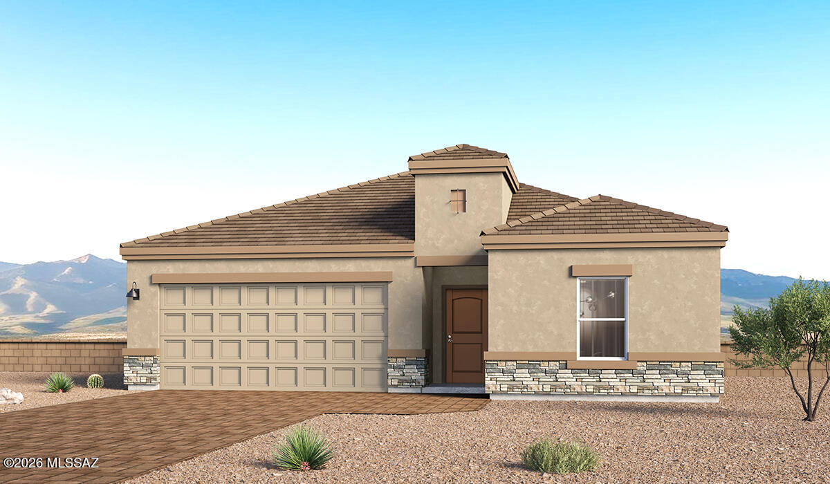 This home is to be built, and is still able to be customized! Stop by to see our brand new model home, and available lots today!
Introducing the Thomas - a thoughtfully designed new floor plan at Solterra by D.R. Horton in Green Valley. Offering 1,796 square feet of well-balanced living space, the Thomas is ideal for those seeking a home that feels both comfortable and highly functional.
Step inside through the welcoming entryway and discover an open-concept layout designed to make the most of every square foot. The expansive great room anchors the home and flows seamlessly into the dining area and kitchen, creating an inviting space for everyday living and entertaining. The kitchen features a spacious center island, quartz countertops, Shaker-style cabinetry, and a dedicated pantry, combining modern style with practical storage solutions.
The Thomas is available in two- and three-bedroom configurations, offering flexibility to meet a variety of lifestyle needs. The primary suite is thoughtfully located at the rear of the home for added privacy and includes a walk-in closet and a well-appointed en-suite bathroom. Near the front of the home, a guest bedroom with an ensuite bathroom and large study create a functional layout for guests, work-from-home needs, or additional living space.
Designed with comfort and efficiency in mind, the Thomas includes a utility room conveniently located near the kitchen and garage, providing easy access to the laundry area, additional storage and A thoughtfully placed half bathroom off the kitchen and great room. A covered back patio extends the living space outdoors--perfect for relaxing and enjoying Green Valley's beautiful year-round weather.
Homes at Solterra feature elegant, modern interiors paired with distinctive exterior details, including Sand finish texture stucco, landscaped front yards with auto drip irrigation, and fully fenced backyards. Covered back patios offer ideal spaces to unwind and take in Green Valley's breathtaking sunsets. Inside, D.R. Horton's Home is Connected® Smart Home package brings modern convenience to everyday living with a smart thermostat, video doorbell, keyless entry, and a Wi-Fi-enabled garage door opener.
Outdoor enthusiasts will enjoy easy access to scenic neighborhood parks, Colossal Cave Mountain Park, and an extensive network of walking and biking trails throughout Green Valley--making the Thomas a perfect blend of comfort, style, and lifestyle-driven design.
