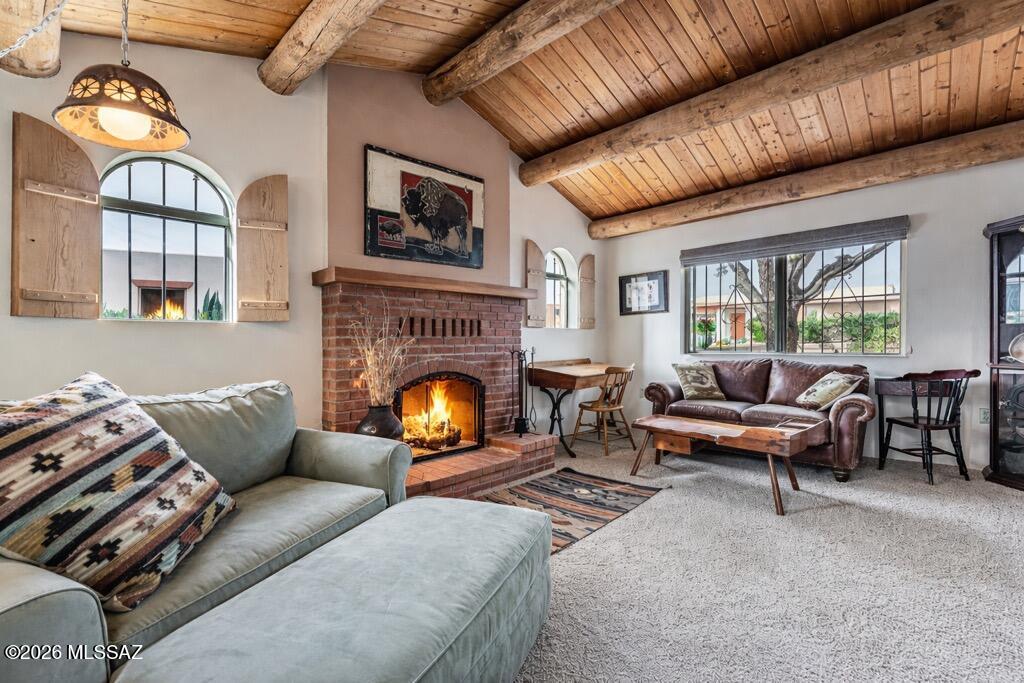 PRICE IMPROVEMENT: This charming stand-alone residence is nestled in a vibrant retirement community & offers a Unique Bonus Room and a Cozy Fireplace. An ideal blend of comfort & convenience, it's perfect for full-time living or seasonal enjoyment. Step into a beautiful entry and a welcoming courtyard that hints at the lovely outdoor spaces. A spacious corner lot ensures privacy, ample room for relaxation, and entertainment. The backyard patio boasts stunning mountain views for peaceful Arizona sunsets. An expansive great room with a designated dining area serves as the heart of the home, with an additional bonus room that can easily become an office, den, or media room with a cozy fireplace and charming windows. The bonus room invites natural light to fill the space. The kitchen is outfitted with a dining nook, plenty of cabinet space, and all appliances, including a washer and dryer in the convenient laundry closet. New flooring was installed in the kitchen and bathrooms. With direct access to the patio from both the great room and bonus room, the transition from indoor to outdoor living is seamless. The home features two bedrooms and two bathrooms. The primary ensuite is a serene retreat with patio access, an ensuite, and a spacious closet. The 2nd or guest bedroom offers the right size for comfort and convenience.
This home also features a 1-car garage, a tile roof, and is part of a community rich with amenities. Enjoy Green Valley Recreation with its pools, pickleball courts, and a variety of clubs and activities that cater to every interest. Don't miss out on the opportunity to call 1051 W Camino Sagasta your new home - where comfort meets community in the heart of Green Valley.
--