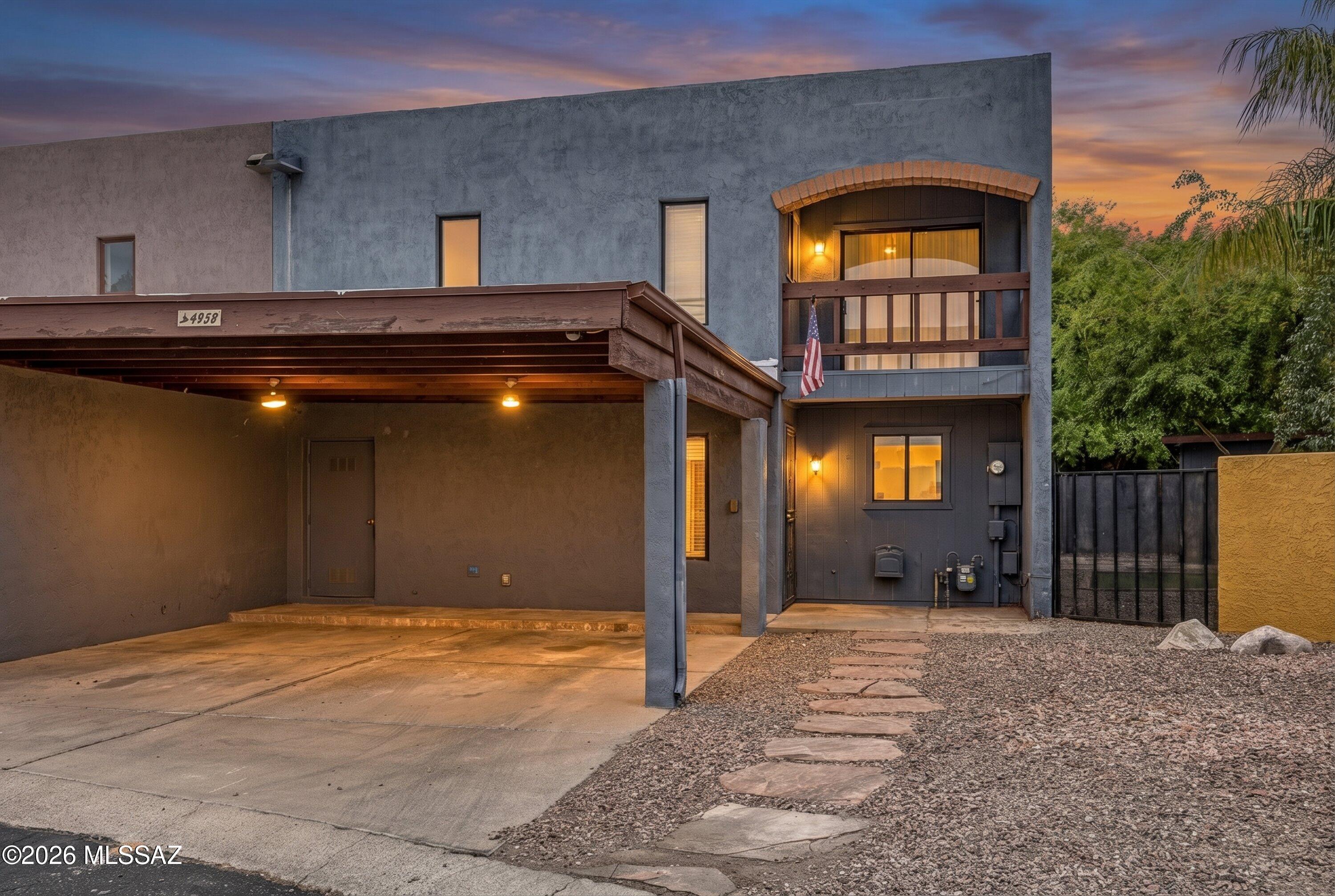 Discover Tucson desert living in this charming 2-story townhome! This 3-bedroom, 2-bathroom floor plan offers flexible living spaces perfect for any lifestyle. The remodeled kitchen flows into the living room-ideal for entertaining. Step into your private backyard featuring an outdoor grill and shed, or take in stunning Arizona sky views from the second-level balcony. A generous primary suite provides the perfect retreat to relax and recharge. Cool off at the community pool just steps from your door.
Located in the heart of Tucson, Via Carina is seconds from top shopping and dining, with direct access to Children's Memorial Park and the 137-mile Tucson Loop Trail for walking and cycling. Comfort, convenience, and outdoor lifestyle--all in one prime Tucson location.
Water included in HOA