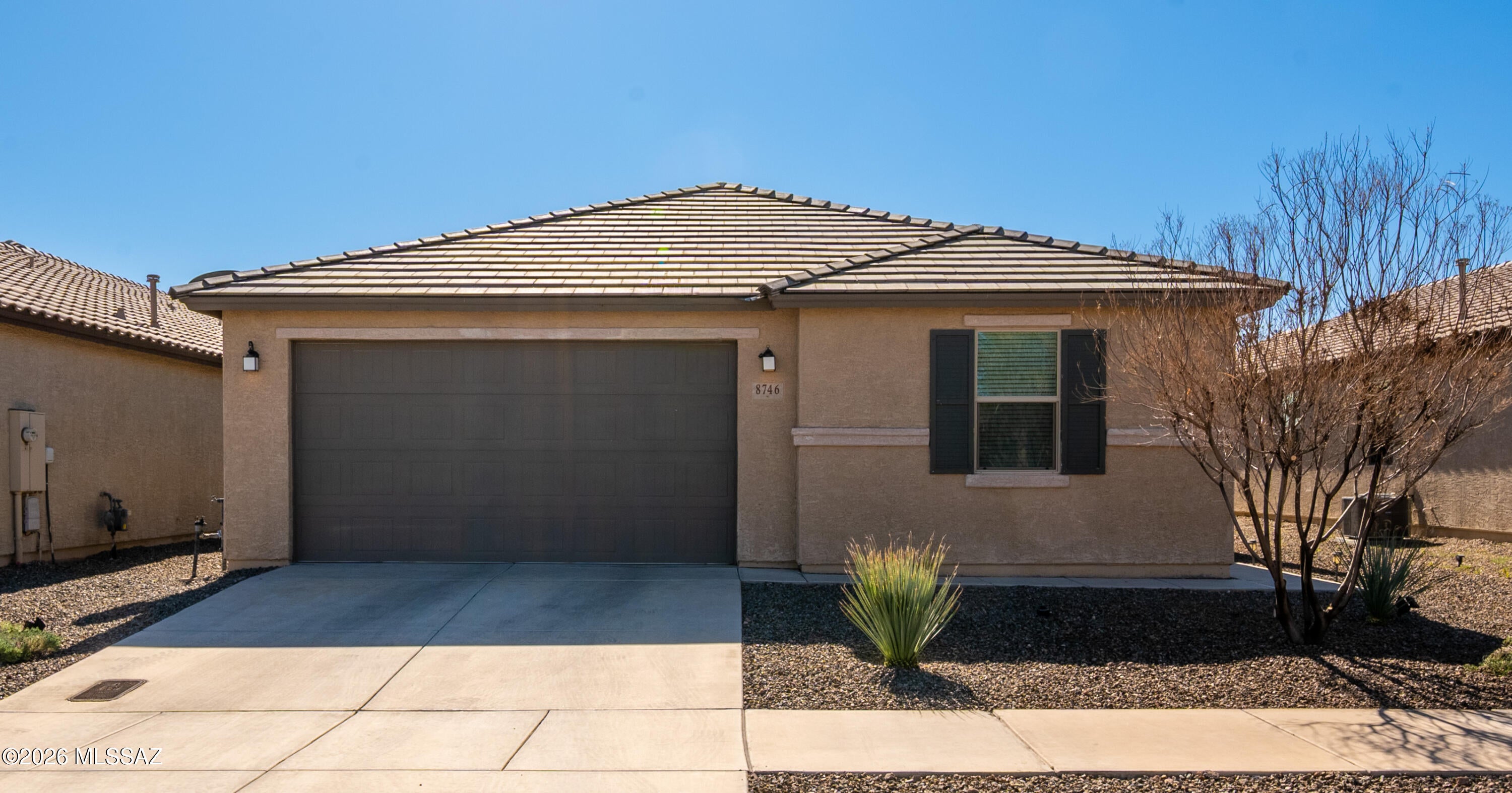 ASSUMABLE LOAN AT 3.125%.
Clean, single-story home in a well-kept neighborhood just minutes from Davis-Monthan Air Force Base. Open-concept floor plan with spacious living area, tile flooring in main spaces, and a modern kitchen featuring dark cabinets, granite countertops, stainless steel appliances, and a large island with bar seating. 

Oversized primary bedroom with plenty of natural light. Low-maintenance desert landscaping and solar panels help keep utility costs down.

Great layout. Great condition. Great location.