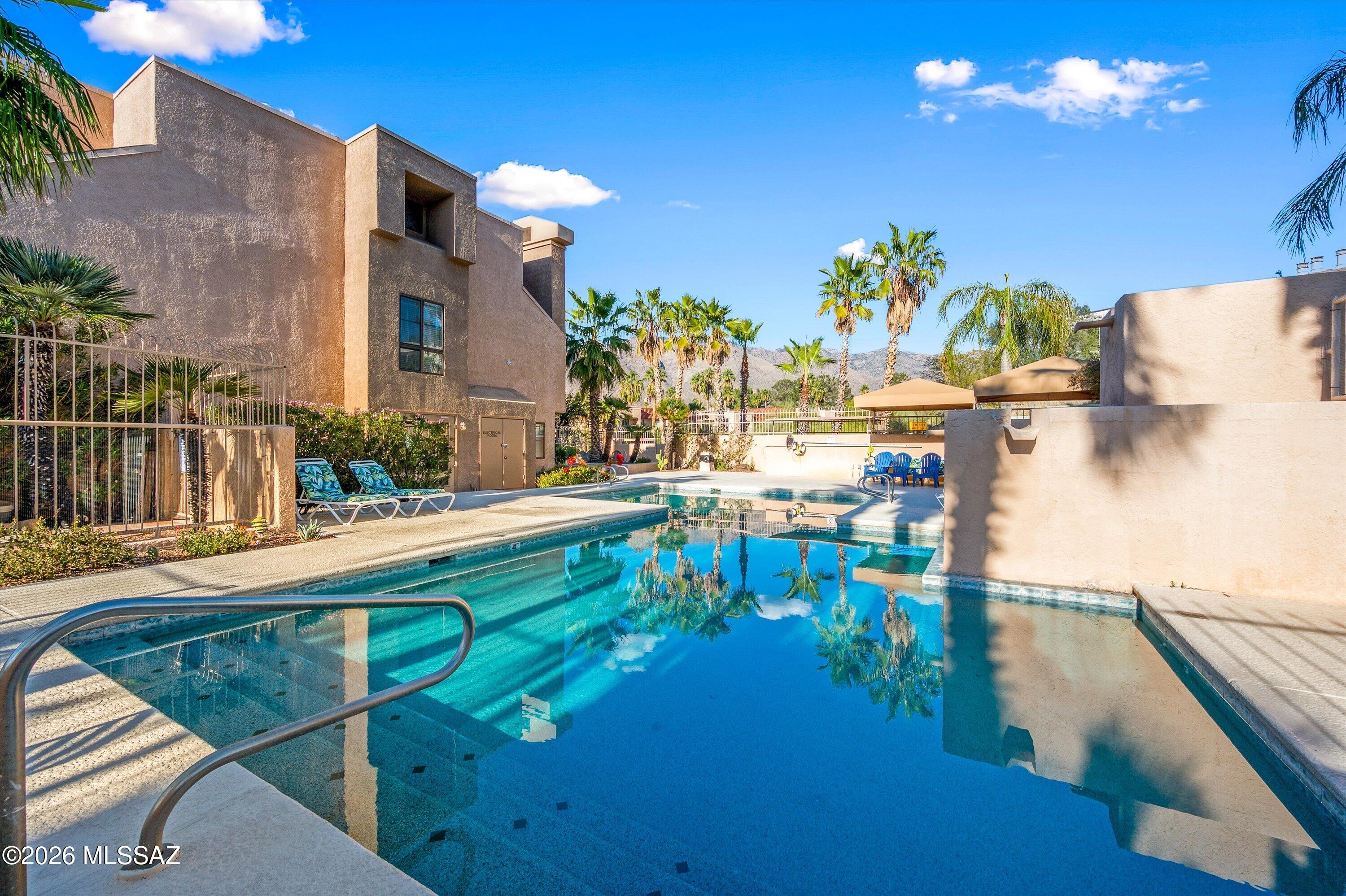 Recently updated ground-level condo located in the gated community of Dakotah Hills in the highly desirable Catalina Foothills. The kitchen features new quartz countertops, upgraded appliances, a breakfast bar, and two dining areas, making it ideal for both everyday living and entertaining. Enjoy tile flooring throughout the unit and a cozy step-down living room with an inviting fireplace. Relax outdoors in your private patio with a walled backyard, offering a peaceful and secluded setting. The split-bedroom floor plan provides added privacy with the primary bedroom including direct access to the back patio, The guest bedroom is conveniently located near the recently updated guest bathroom and the laundry is located inside the unit for added convenience.
Access to the community pool & spa plus nearby hiking at Sabino Canyon Recreational Area, biking, restaurants within walking distance and so much more so start enjoying the good life here today!