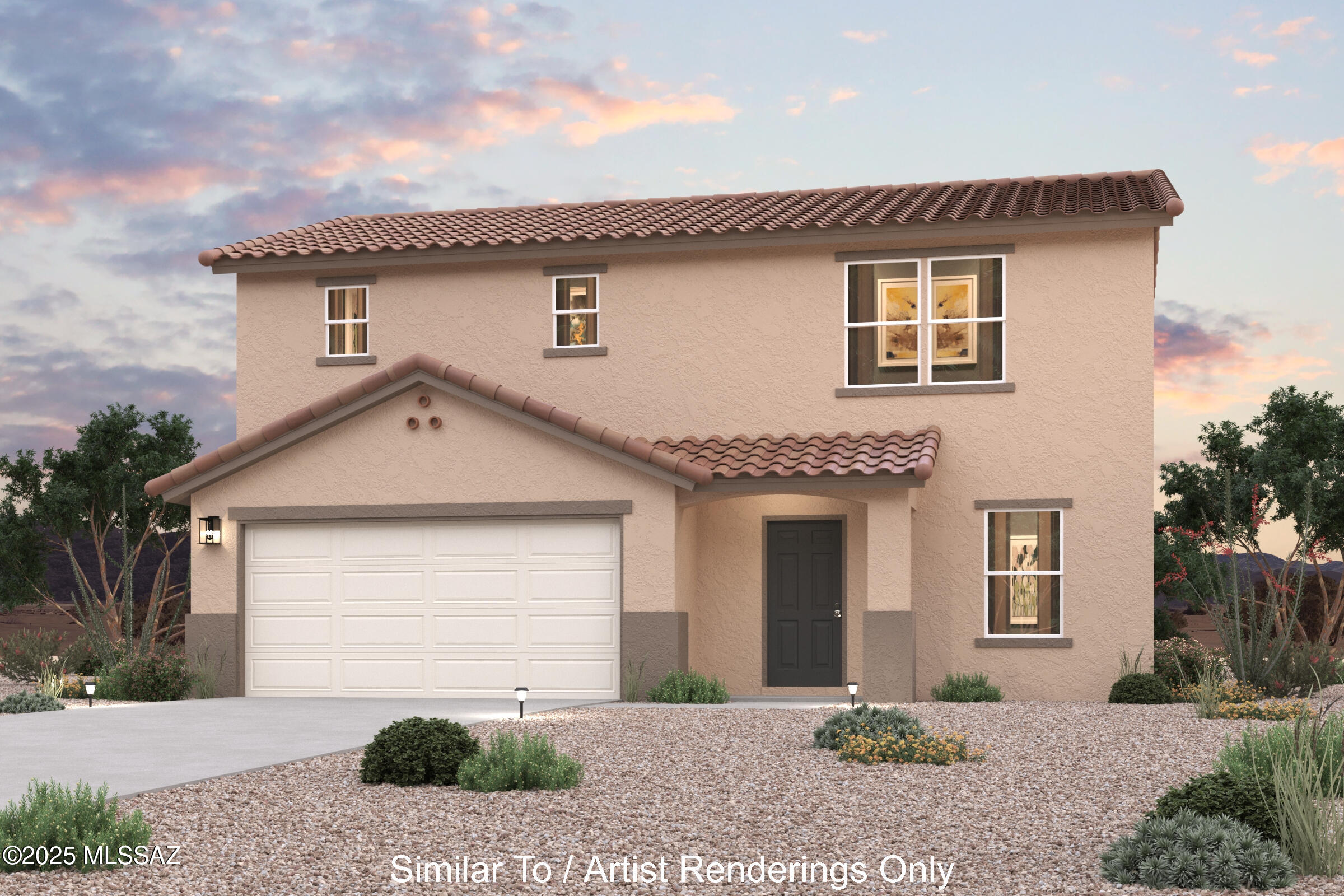 Discover Your Dream Home in the Entrada Del Toro! Introducing the Aguila Floor Plan--a two-story design offering style and functionality. The main level features an open concept layout, connecting the great room, dining room, and kitchen with quartz counters and LG appliances. Adjacent to the kitchen is a convenient dining area that opens up to a patio, ideal for indoor-outdoor living. The main level also includes a versatile bedroom and a full bath. A 2-bay garage offers ample storage and parking. On the upper level, the owner's suite provides a serene retreat with a walk-in closet and an en-suite bathroom featuring a double vanity. This floor also includes two additional bedrooms, another full bath, and a versatile game room that can be adapted to suit your needs.