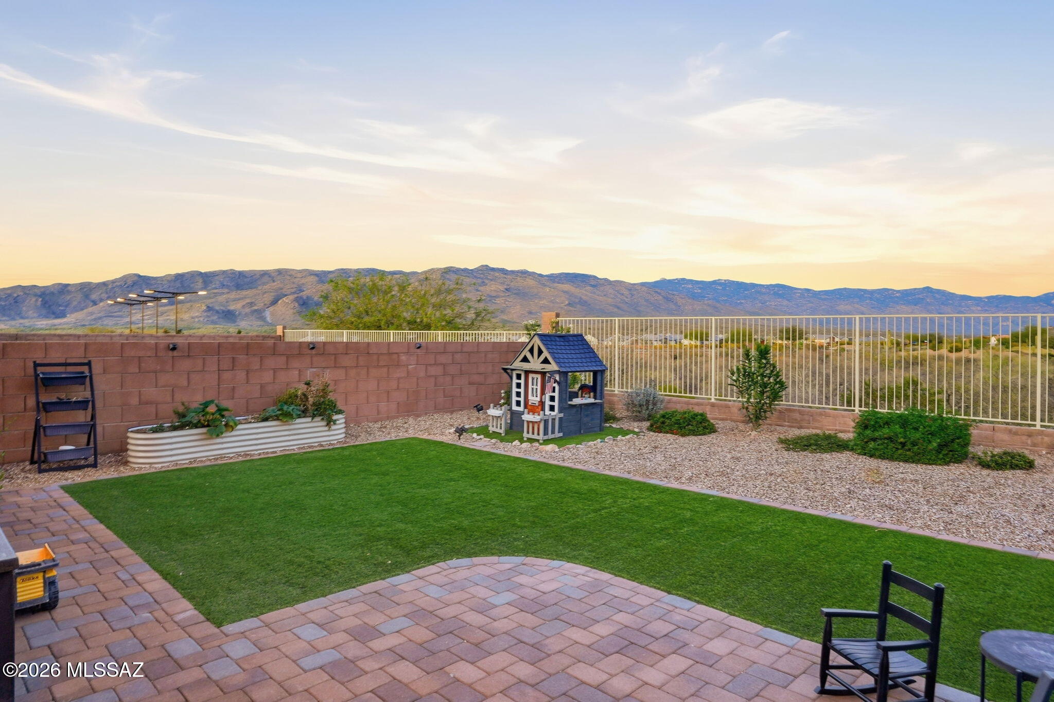 Imagine ending your day with wide-open mountain views and no rear neighbors. Tucked behind the gates of the desirable Rocking K community, this beautifully decorated 3-bedroom, 2-bath home offers privacy, style, and convenience in the Vail Unified School District. Just steps from the community pickleball courts and neighborhood amenities. The backyard features over $15K invested in landscaping, including mature plants, turf, and pavers. Enjoy an easy commute to Davis-Monthan Air Force Base, Raytheon, shopping, and restaurants. Available for sale or rent--whichever comes first.
300 pet fee/April free with 2 year lease.
