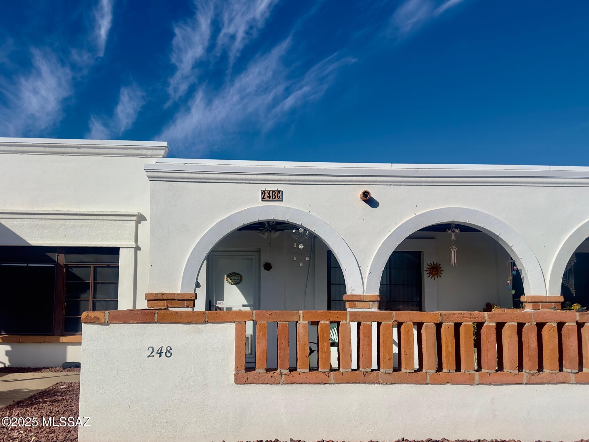 Welcome to this inviting villa, situated in one of Green Valley's most sought-after 55+ communities. This residence embodies Southwest charm and offers a comfortable living experience. It provides an ideal blend of coziness, convenience, and resort-style amenities. Whether utilized as a seasonal retreat or a year-round residence, this charming villa is poised to be your new home. Additionally, it is conveniently located near shopping centers, grocery stores, and various dining options. The furnishings will remain with the property, and parking  available in front of the home. Retirement , relax, and enjoy. MOVE IN READY. The monthly HOA fee covers the community pool, water, sewer, trash pickup, and exterior maintenance, which includes roof, doors, exterior painting, landscaping, HVAC, and water heater. With simple living, you'll have more time to explore and take advantage of all the activities that Green Valley Recreation has to offer! Why rent when you can have your own Villa!