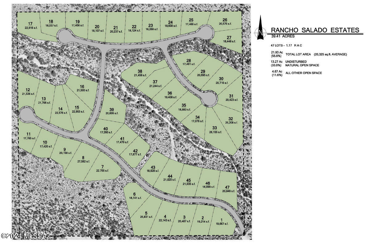 Approved 47 Platted Custom Home Lot Subdivision. Large Lots Averaging 20K SqFt (16,454 - 27,912 sqft). Designed for Privacy and Open Space with Natural Desert Environment. Lots to be on Sewer. Engineered Improvement Plans for Water, Sewer, Electric, Grading and Paving.  Multiple Tax Codes. Taxes reflect all 47 Lots and Open Spaces. Come and Walk Rancho Salado Estates to Appreciate the Layout, Views, and Serenity of this Private Community. 
Note: Option to Abandon Plat and Create a Private Custom Home Family Ranch with Acreage. Listing Broker is Licensed in the State of Arizona and has a Beneficial Interest in the Property.