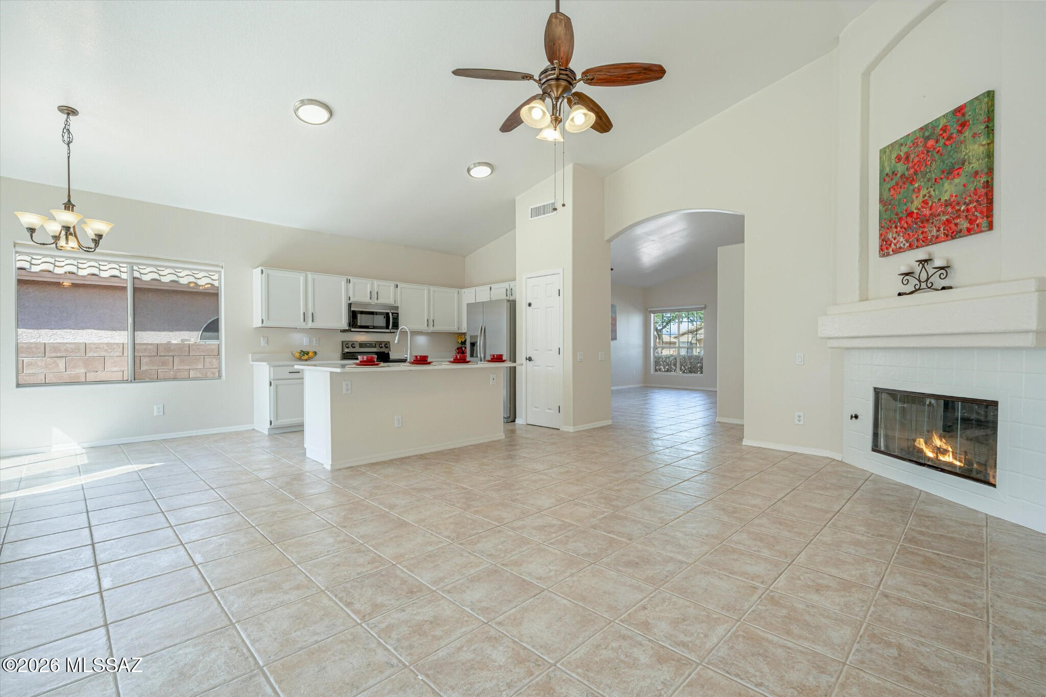 BUYER INCENTIVE--Seller will consider concessions up to 4% with acceptable offer toward allowable buyer costs, including closing costs or rate buydown! Move-in ready Pulte-built 4BR/2BA single-story Bristol Park home with desirable split-bedroom plan. Updated quartz kitchen with large island opens to vaulted Great Room with gas fireplace--ideal for everyday living & entertaining. Separate Living & Dining Rooms plus bright Dining Nook add flexible space. Spacious Primary Suite with walk-in closet. Fresh interior/exterior paint, motorized shades, 2-car garage, low-maintenance yard & covered patio. Low HOA--only $260/year! Neighborhood park just a short walk away. See MLS Docs: Key Updates, Location & Lifestyle, Floor Plan & 2/1 Rate Buydown Flyer. See 3D walkthrough. MUST SEE!