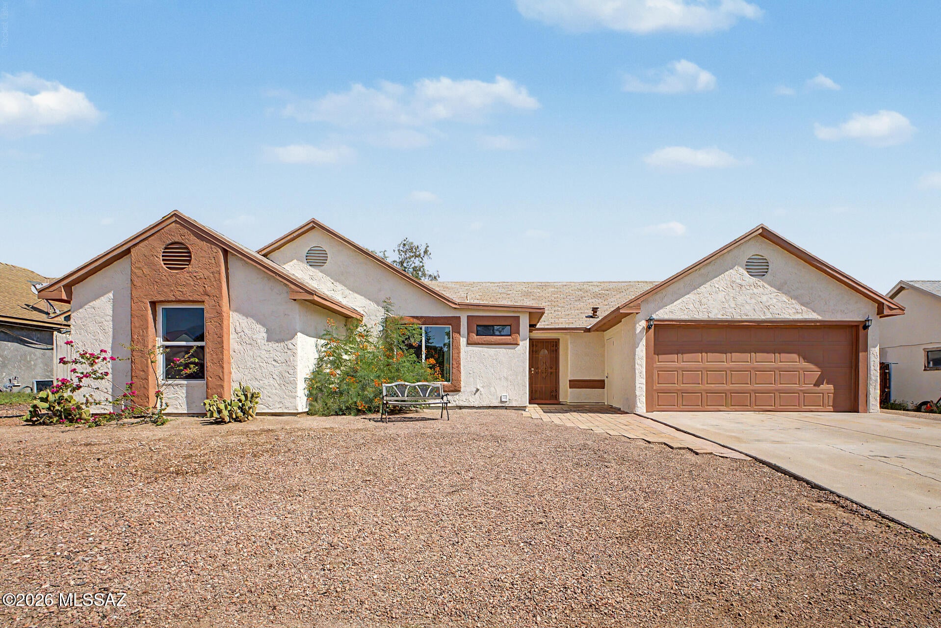 Welcome to this charming 4-bedroom, 2-bath home offering approximately 1,600 sq ft of comfortable living space with NO HOA! The inviting living room features vaulted ceilings, tile flooring, and a stone-accented fireplace. The kitchen offers white cabinetry, built-in appliances, pantry, center island, and breakfast bar. The primary suite includes backyard access, a private bath, and walk-in closet. Enjoy the spacious backyard with a covered patio, storage shed, fire pit, and plenty of room to create your ideal outdoor retreat. Seller is willing to install a brand-new A/C system at close of escrow with an acceptable offer. Don't miss this opportunity!