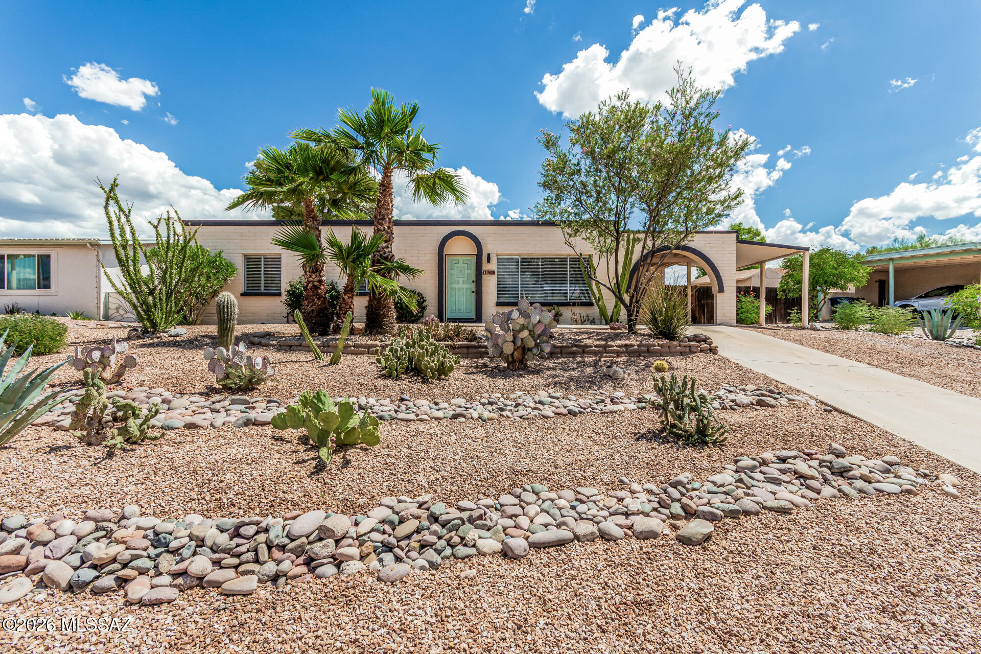 Explore this charming 3-bedroom Rental Home w/ a picturesque desert landscape, RV gate, & a practical carport. Updated interior showcasing a living room w/ a soothing palette, blinds, & tile flooring. Family room includes a fireplace for cozy moments w/ loved ones. Gourmet kitchen equipped w/ quartz counters, wood shaker cabinets, track lighting, a pantry, stainless steel appliances, & a peninsula w/ a breakfast bar. The main bedroom offers a private bathroom for added convenience. Lovely backyard, complete w/ a covered patio, a large shed, and a fire pit for evenings under the stars. $50 app per adult, $1900 Rent, $1900 deposit, $400 Non-refundable Cleaning, $150/approved pet non-refundable.