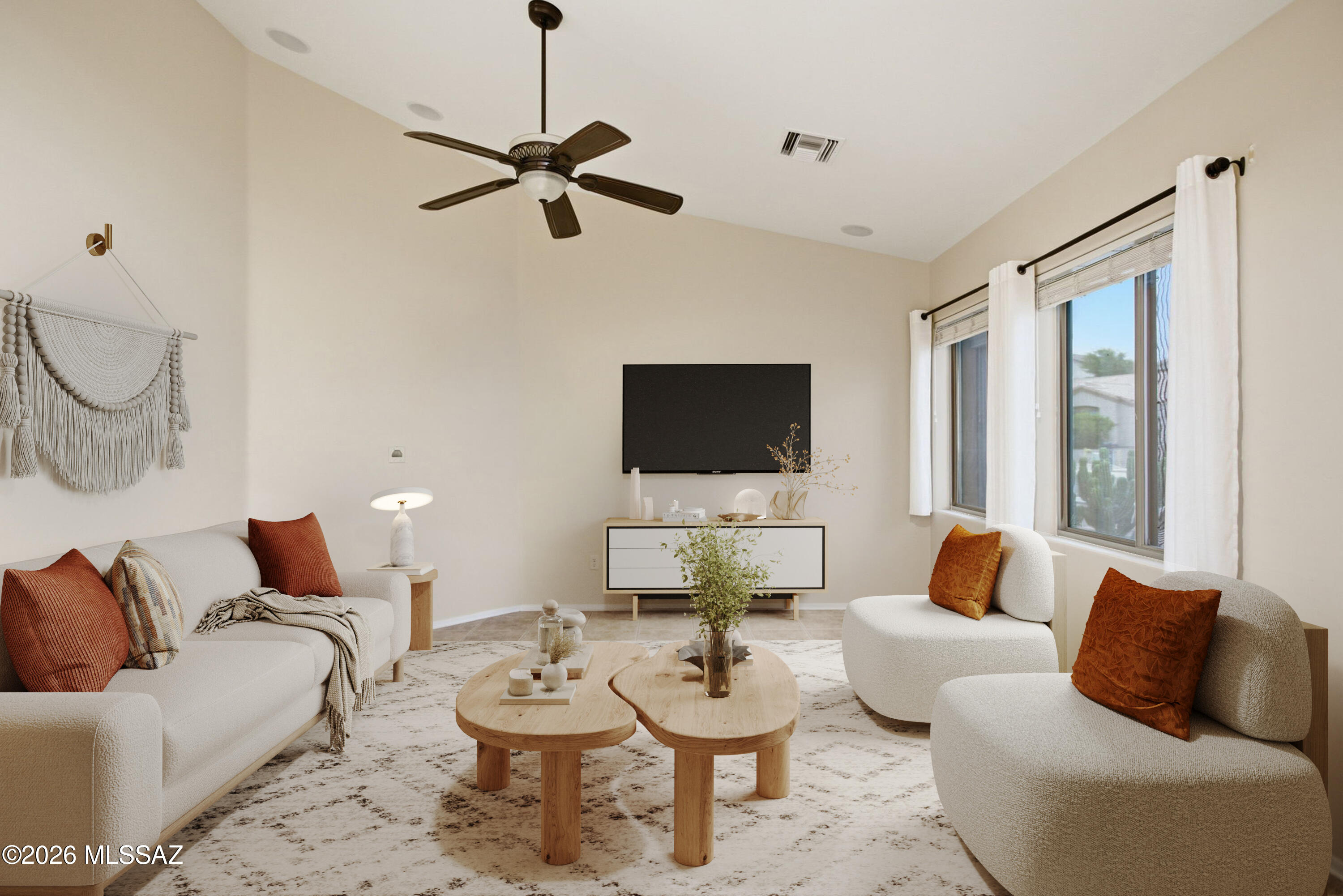 Own your slice of desert living on 1.5 acres taking in views of the Catalinas & Rincons from the privacy of your own backyard w/ over 20 bird species! At the end of a quiet cul-de-sac, offering 2 x 6 construction, cathedral ceilings, FIVE bedrooms, 2.5 baths, w/ a functional split floorplan, your options are endless! Solar Screens on windows. Equipped w/ 2 living areas & generous dining space--ideal for everyday living & entertaining. Updated kitchen features custom cabinetry, full slab granite counters, bar seating, wine cooler & stainless steel appliances. Primary suite is upgraded w/ grande shower w/ glass surround, 2 mosaic shower niches, dual vanity, walk in + extra closet, all w/ a private entry to the backyard. Property borders Lehman Academy School. Each add'l bedrm has their own deep closet providing smart use of space throughout the home. 3 different byard spaces: secured add'l parking, covered patio, + add'l side yard w/ pavers, pathways, shaded pergola, seating - all privately surrounded by natural desert, views, grilling space and whatever you want to add! Whole-home speaker system w/ surround sound throughout. Extended depth, 3 car garage has ceiling mounted storage shelves, and room for your work space and more. Maintained in and out, this home is move in ready! Don't miss out!