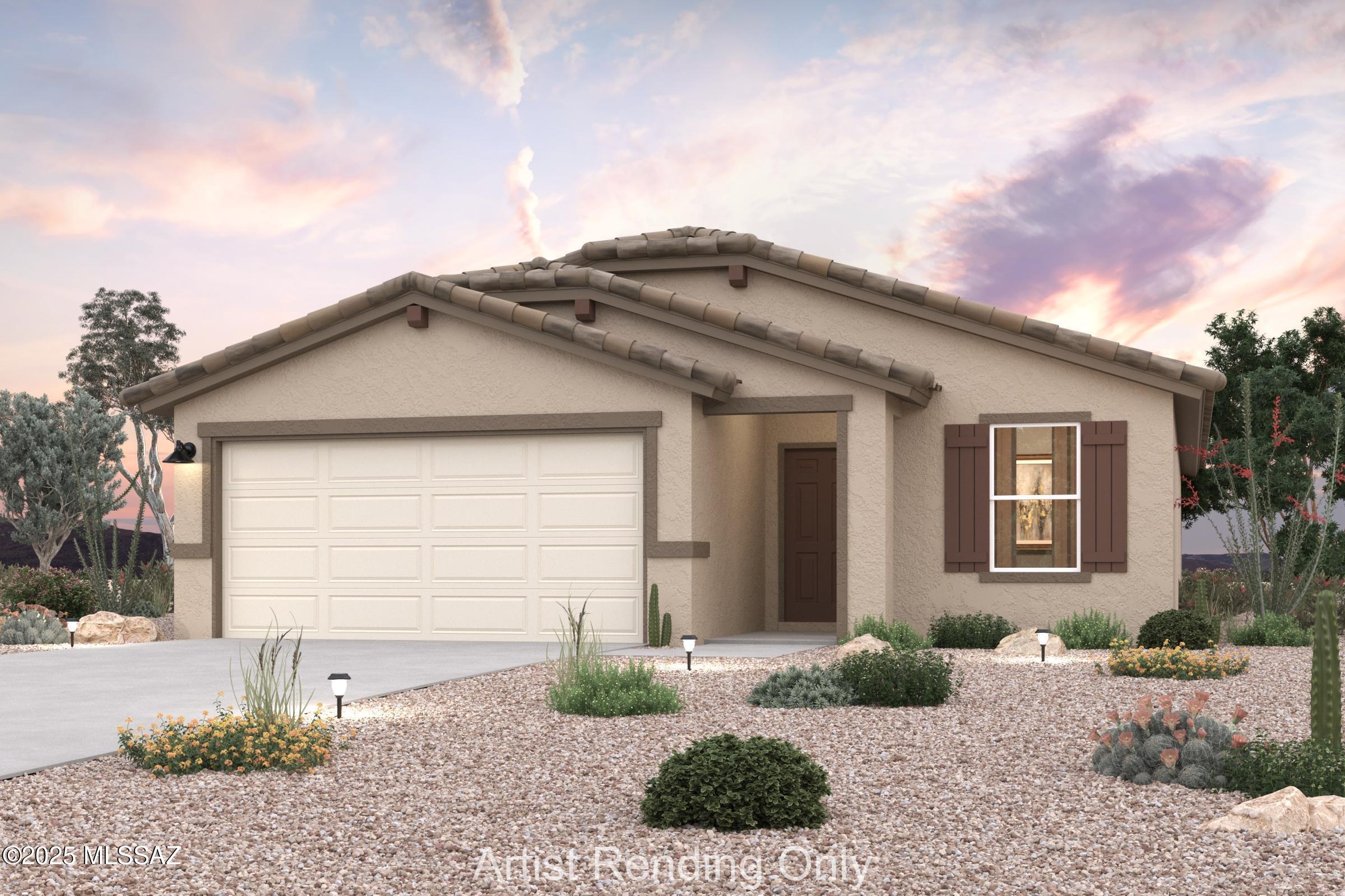 Unveil a world of comfort in the New Canyons at Whetstone Ranch! The Palmero Plan offers a seamless open-concept design that integrates Living, Dining, and Kitchen areas--perfect for hosting guests or relaxing in comfort. Enjoy energy-efficient Low-E insulated windows throughout. The gourmet Kitchen boasts beautiful cabinetry, quartz countertops, a walk-in pantry, and LG appliances. A dedicated laundry room adds convenience to everyday living. Retreat to the tranquil primary suite featuring dual vanity sinks and a spacious walk-in closet. Three additional bedrooms, a stylish secondary bathroom, and a charming patio complete this exceptional home.