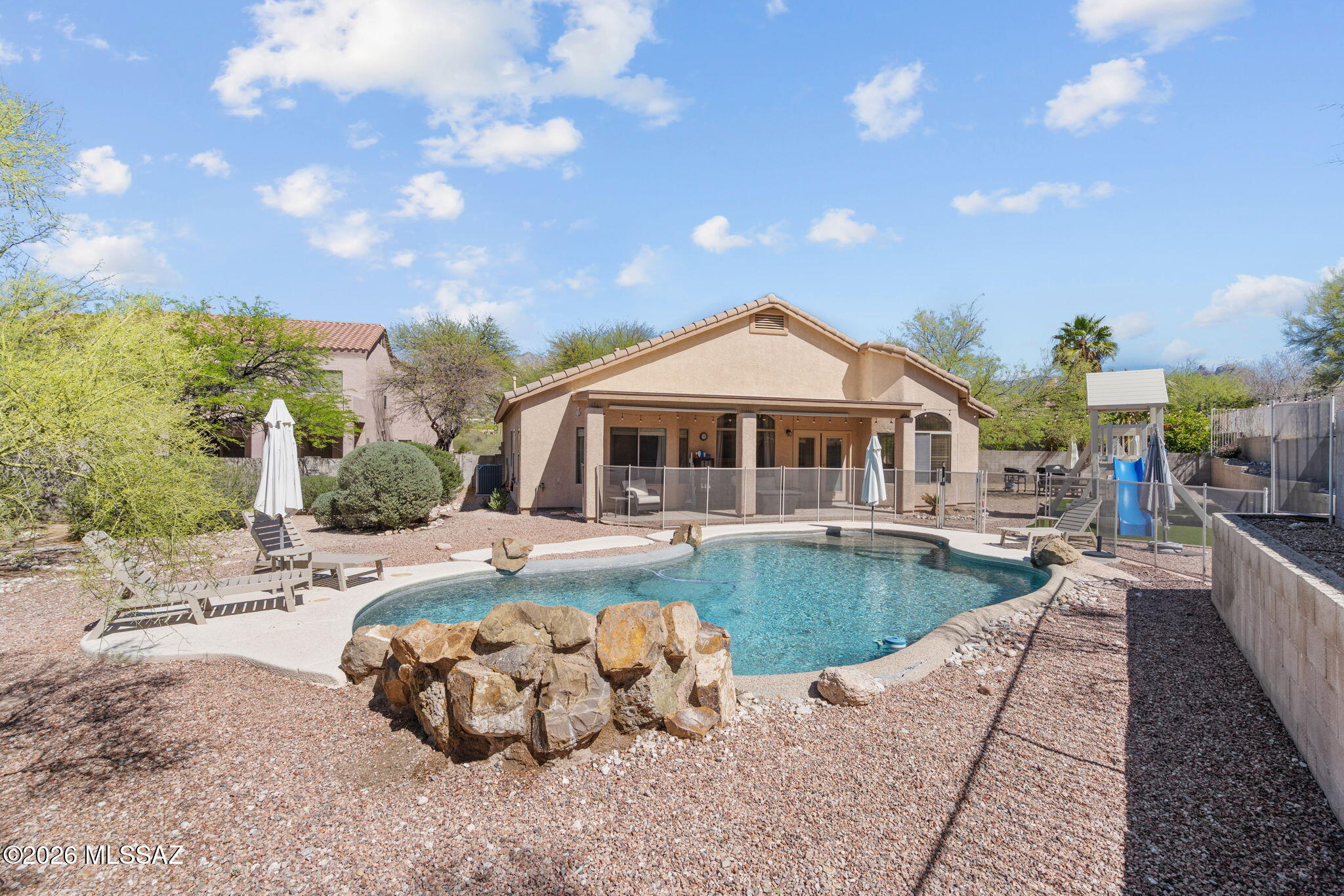 Welcome to your desert retreat in the sought-after Shadows at Sabino. This beautiful 3 bed, 2 bath home invites you in with a bright, open concept layout that feels both spacious and warm - perfect for everyday living or gathering with friends and family. Step out back to your own private oasis, where a sparkling pool, generous lot, and stunning mountain views create the ideal setting for relaxing Arizona evenings. With room to breathe and views to adore, this home is ready to be enjoyed and cherished.