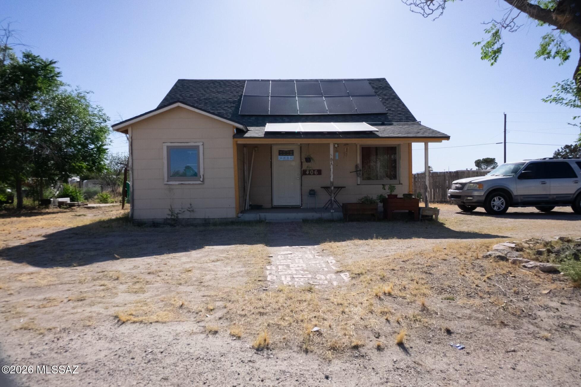 Right in the heart of Willcox this two bedroom, two bath home with a extra room for a office or game room or could be a third bedroom if you add a closet.  With some TLC this home will stand out.   Sits on a very large double lot. Located close to all schools.  This home has a newer roof, new mini split system and has solar panels to off set the electric bill.  Taxes reflect discount current owner gets , Once purchased the taxes will be re assessed.