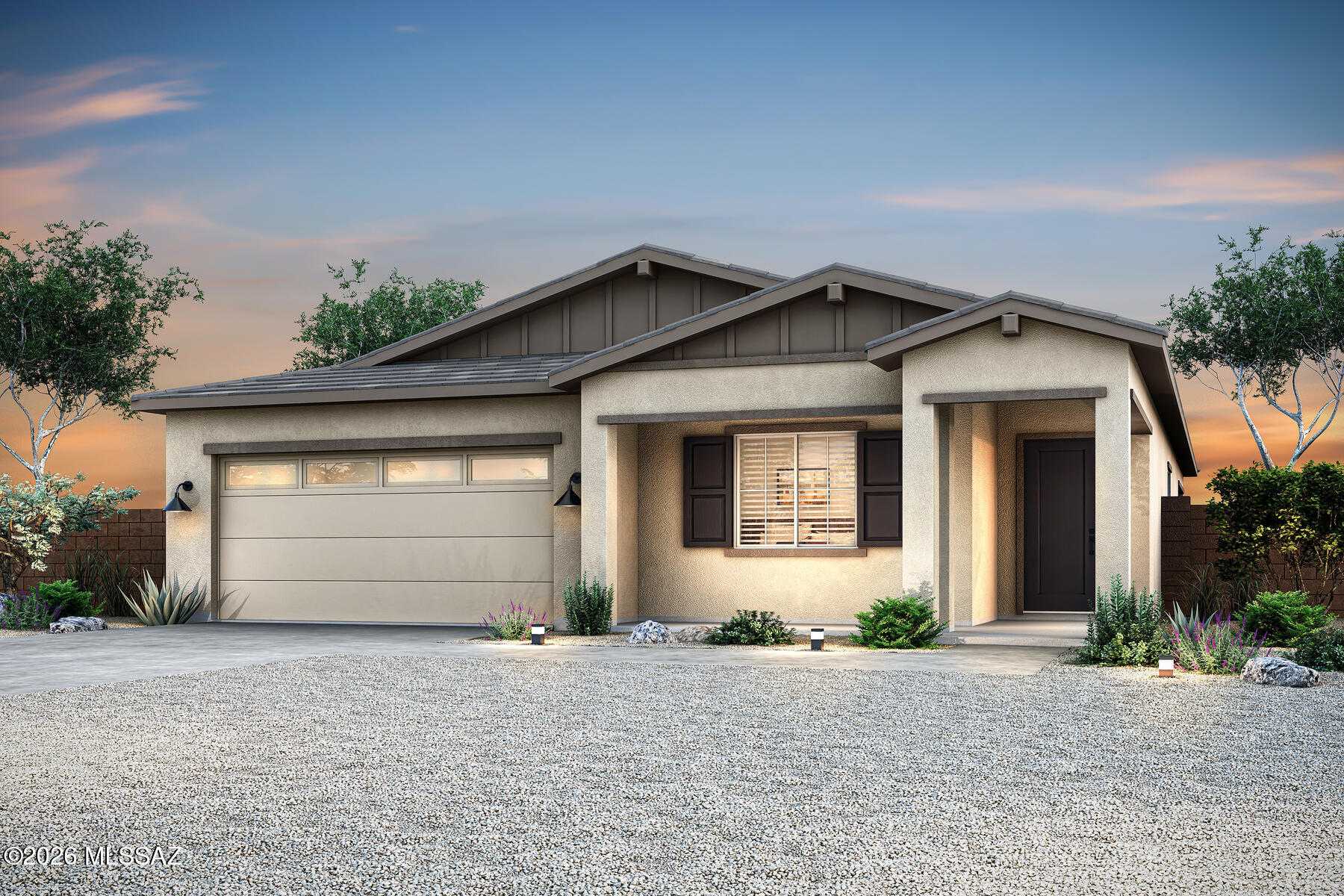 Our Mustang floorplan is a stunning 4-bed, 2-bath home that defines modern comfort. This floorplan features a spacious great room, private master suite, & a 2-car garage. Included upgrades enhance your living experience, with energy-efficient SS appliances, quartz countertops, 36 '' white wood cabinets, & more. Four bedrooms ensure everyone has their own room to spread out, w/ flexibility to use an extra bedroom as a guest space and/or home office.  You will want to see this perfectly designed chef ready kitchen in person.
Indulge in the luxury of a private master suite. The bedroom easily accommodates king-size furniture, & the walk-in closet and private bathroom provide the ultimate convenience.  
This home's curb appeal is a visual delight with a low maintenance landscaped front yard.
