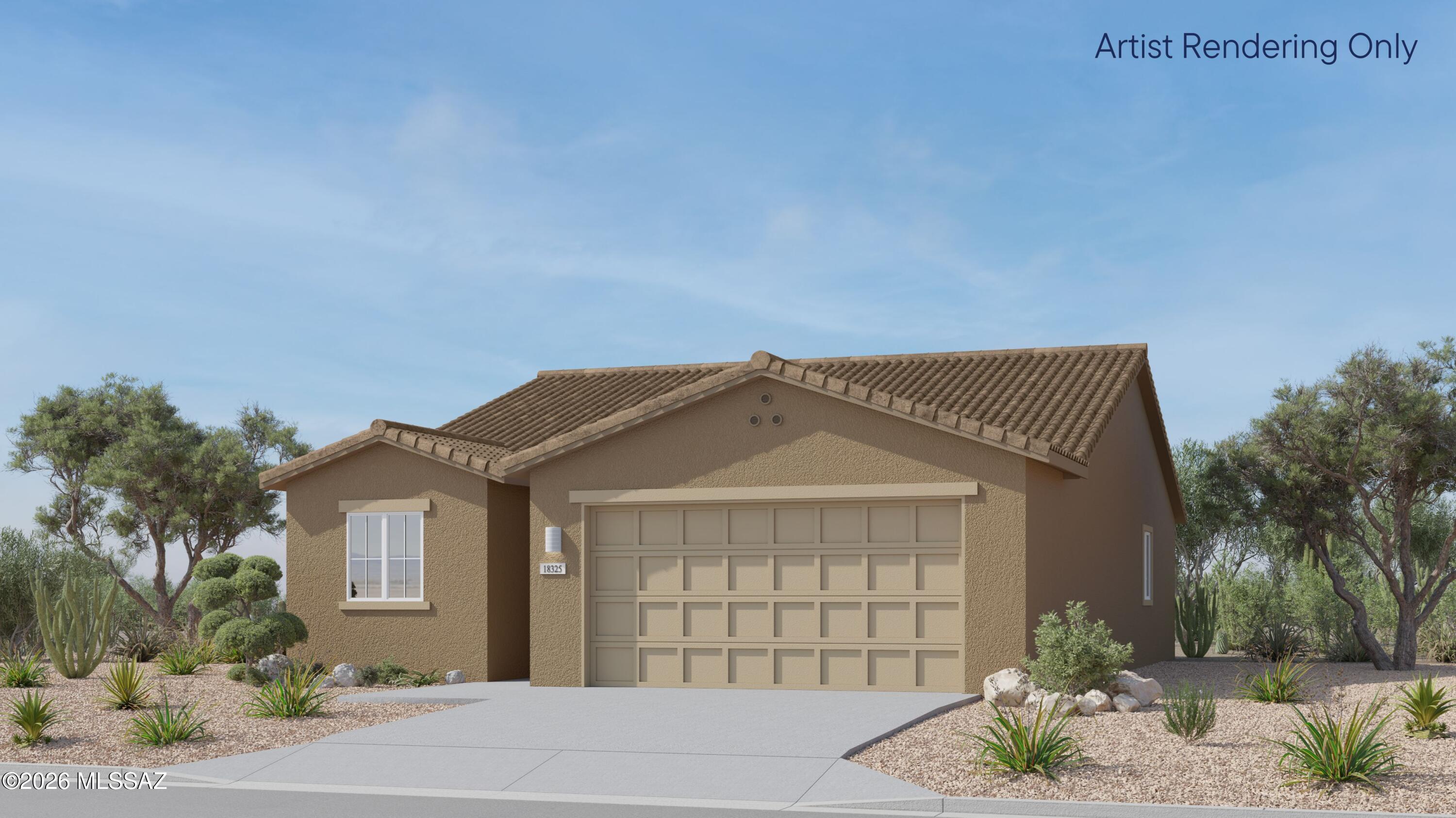 This new three-bedroom home offers convenient single-story living. Two bedrooms boast a private location near the front of the home, steps from a full bathroom. An inviting open-concept floorplan blends the kitchen, living and dining areas for seamless transitions and everyday multitasking. Nestled into a private rear corner, a luxe owner's suite provides a tranquil retreat with direct access to a full bathroom and walk-in closet.  This home includes GE® stainless steal appliances, Rinnai Tankless Water Heater, Quartz Countertops, 2'' faux wood blinds, LED lighting and so much more!