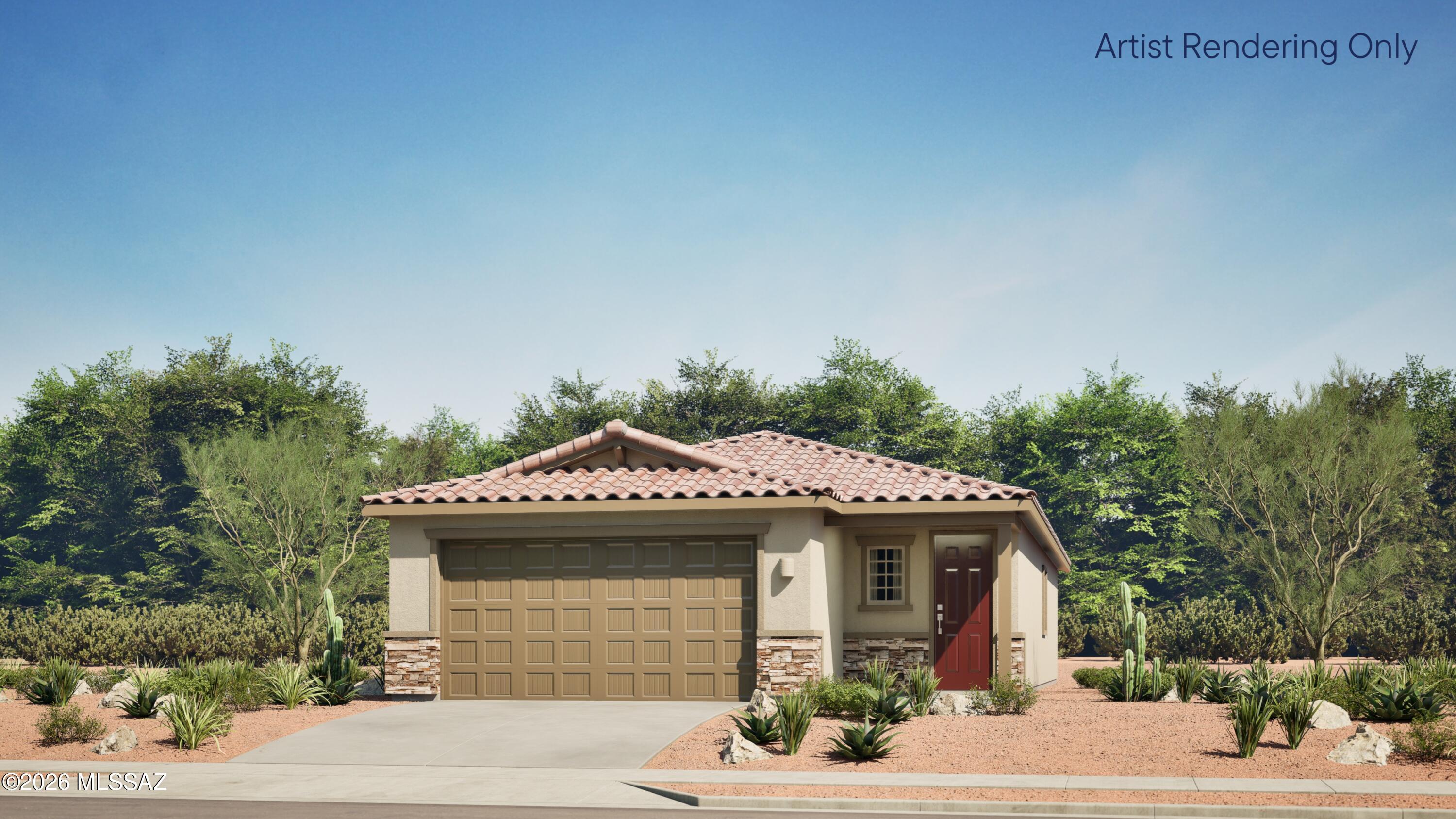 This new single-story home boasts a convenient and low-maintenance layout ideal for modern lifestyles. An open-concept floorplan blends the kitchen, living and dining areas for easy transitions and everyday multitasking. All three bedrooms are tucked away to the side for optimal privacy and comfort, including a lavish owner's suite at the back of the home with a full bathroom and walk-in closet. This home includes GE® stainless steal appliances, Rinnai Tankless Water Heater, prep for reverse osmosis, Quartz Countertops, 2'' faux wood blinds, LED lighting and so much more! As an added bonus, this home includes a washer and dryer.