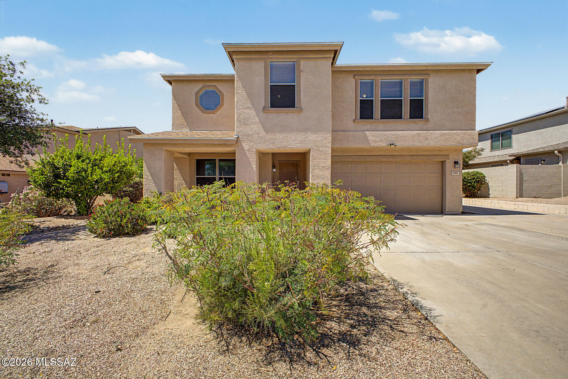 Spacious and well-maintained home located in the highly sought-after community of Sotomayor Ranch! Offering over 2,590 sq. ft. of thoughtfully designed living space, this inviting residence features 4 bedrooms and 2.5 bathrooms. Step inside to a bright and open living and dining area that flows seamlessly into a cozy family room complete with a fireplace and a convenient powder room for guests. The open-concept kitchen provides abundant cabinet and countertop space along with a walk-in pantry/laundry room. The generous primary suite includes a private en-suite bathroom with dual vanities and walk-in closet. Upstairs, you will find three additional guest bedrooms plus a versatile loft that can be used as a media room, office, or play area. Outside, enjoy an expansive backyard with a covered patio and mature trees, offering both shade and privacy. Ideally located near schools, shopping, dining, parks, and quick I-10 access, this home delivers comfort, convenience, and lifestyle all in one exceptional opportunity.