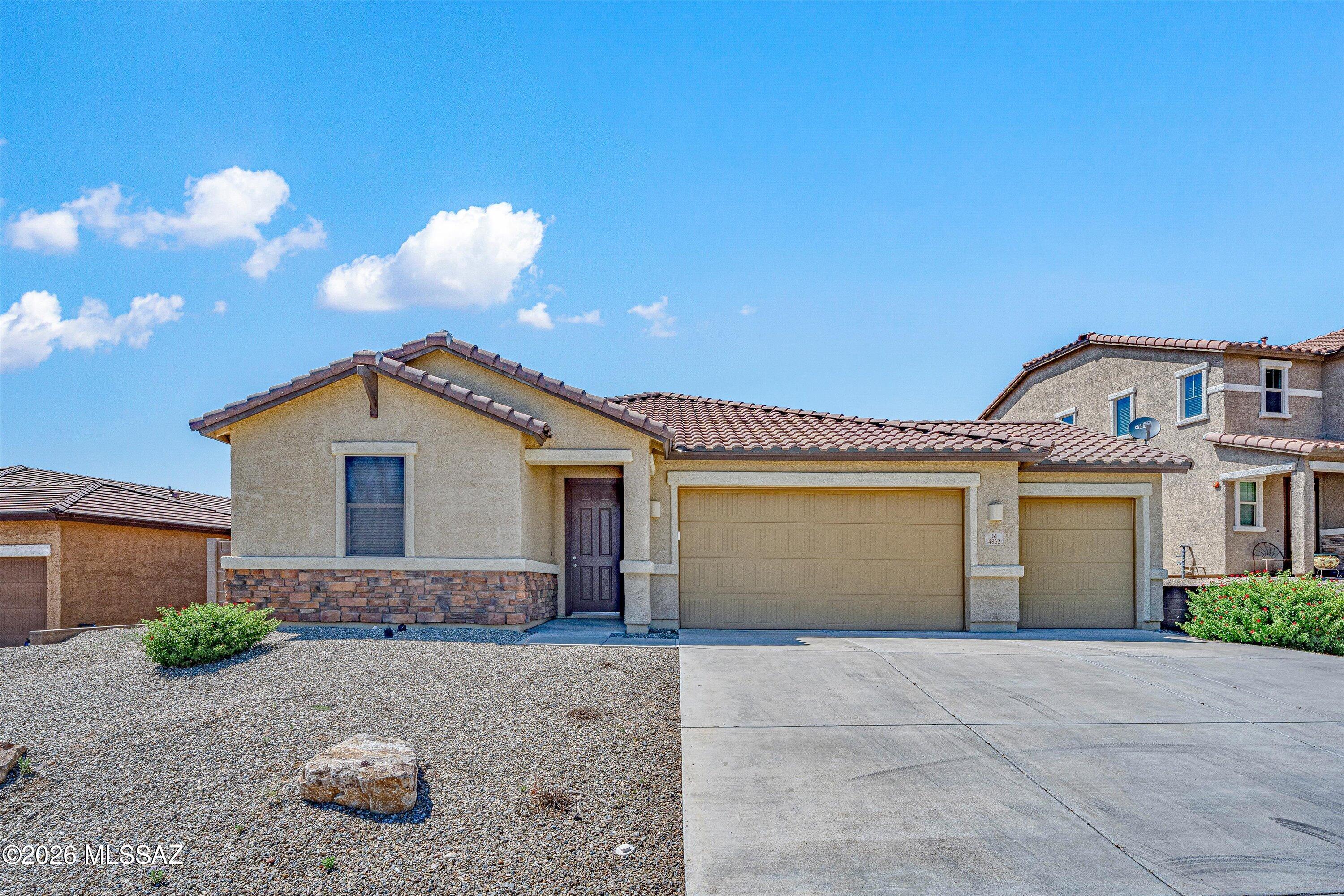 Lightly lived in ''seasonal'' one-owner home located in a quiet, well maintained neighborhood, close to I-10, shopping, dining & services, and features wide streets, sidewalks and friendly neighbors. This upgraded & energy efficient 3-bedroom/2-bath and Den includes 3-car garage with water softener system, a great room for comfortable & easy everyday living, split floor plan, wood like ceramic tile flooring, upgraded Gourmet Kitchen w/island, double oven, gas & reverse osmosis H2O. With no rear neighbors, relaxing in the cool shade of the full-length covered patio offers Open Views to the North and Sombrero Peak to the West. Upgraded double sliding doors off the great room invite healthy indoor-outdoor flow. Pride in ownership makes this home easy to appreciate and ready to enjoy.