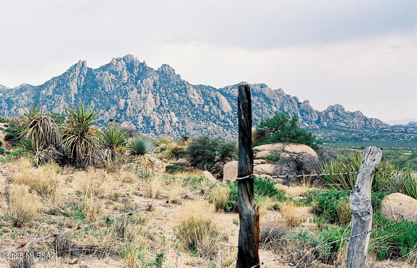 Spectacular property with gorgeous 360 view of the Dragoon Mtns and Whetstone Mtns. Dragoon Mountain Ranch subdivision is in St David AZ. The ranch consists of approximately 14,000 acres and adjoins 52,000 acres of the Coronado National Forest wilderness area. The ranch is also adjacent to thousands of acres of State Trust lands. Both the National Forest and State Trust lands provide a wildlife sanctuary. Originally the Horse Ranch was established in the 1800's. Cochise Stronghold is in the Dragoon Mnts. The adjacent Dragoons as well as the Rincons range to an elevation of over 7000 feet. Nearby towns and cities are Benson, Bisbee, Tombstone, Willcox and Sierra Vista all in Cochise County. Tucson is approx.  an hour drive from the ranch