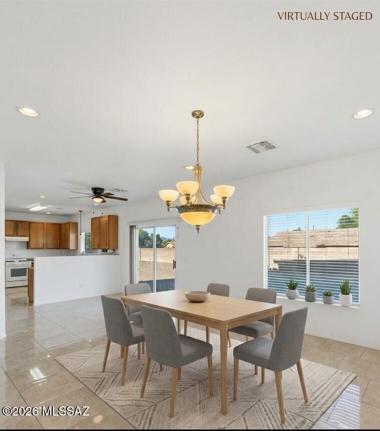 Open House Sunday October 18th 2-4 pm. This beautiful home is tucked at the end of a quiet cul-de-sac in Valstate. This two-story, 3-bed, 2.5-bath home offers 2,245 sq ft just minutes from Davis-Monthan AFB. Tile floors and an open floor plan fill the bright living and dining areas. The kitchen features a walk-in pantry, gas range, and ample counter space. Upstairs, a versatile loft and separate den add flexible living space, plus a primary suite with quartz counters, a garden tub, and separate shower. Enjoy low-maintenance desert landscaping, a slab patio, and block fencing on a 0.27 of an acre, lot with desert views. Dual A/C units, a tile roof, double-pane windows, and a 2-car garage complete this move-in-ready. This home in the Sunnyside School District.