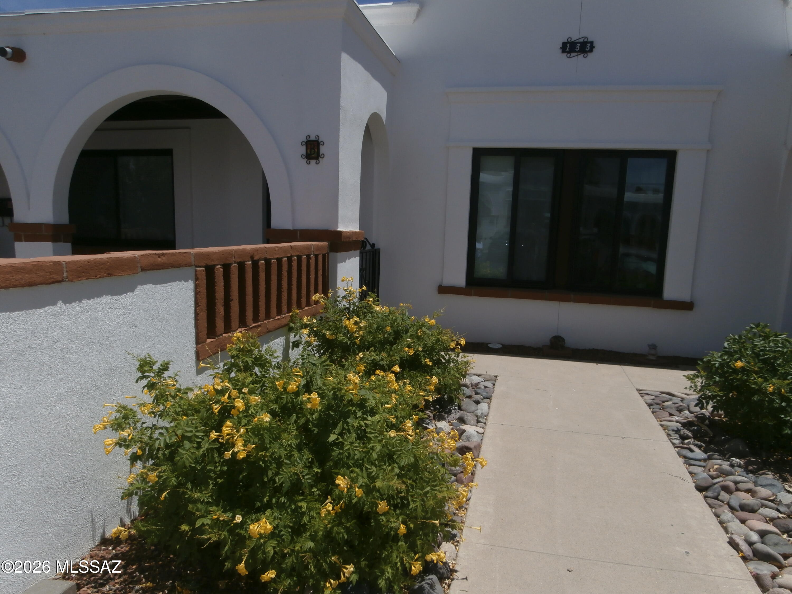 Charming 1 bedroom, 1 bath in Villas West.
Unit 133 B Paseo Pena.
Remodeled Kitchen and Bath.  Kitchen has new cabinets, gas stove, fridge and disposal.  Bath has new vanity, ceiling fans in living room and bedroom.  New vinyl wood look floors.  Private enclosed patio.  Laundry shed off back porch with washer and dryer.
Villas West have their own pool and its heated year round.  Unit does have GVR if you choose to join.  Water,sewer, and trash furnished.  55+  Reflects a one year lease.